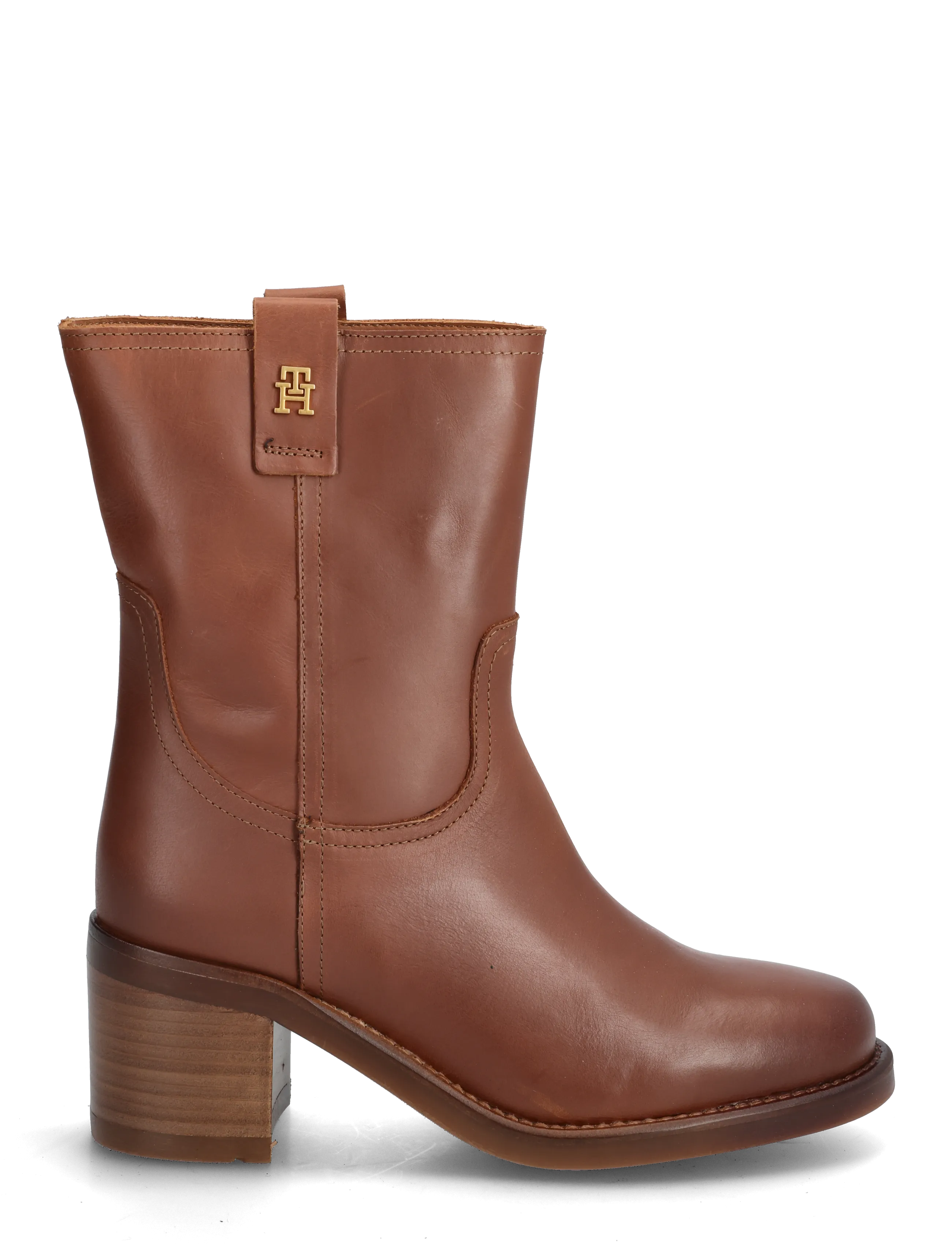 Tommy Hilfiger - RIDING LTHR MID BOOT BLOCK HEEL - bottines à talons  - tawny russet - 1