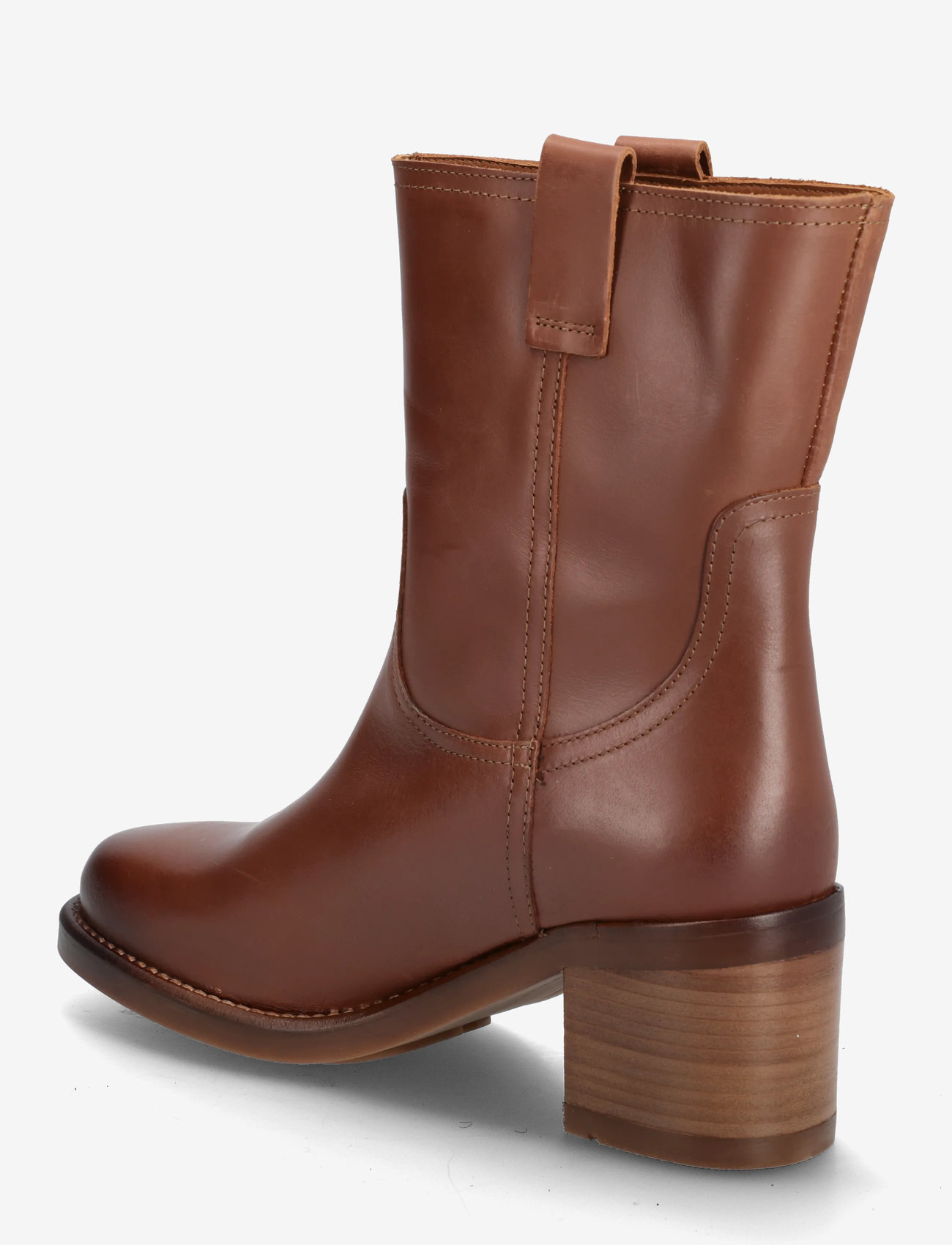 Tommy Hilfiger - RIDING LTHR MID BOOT BLOCK HEEL - high heel - tawny russet - 2