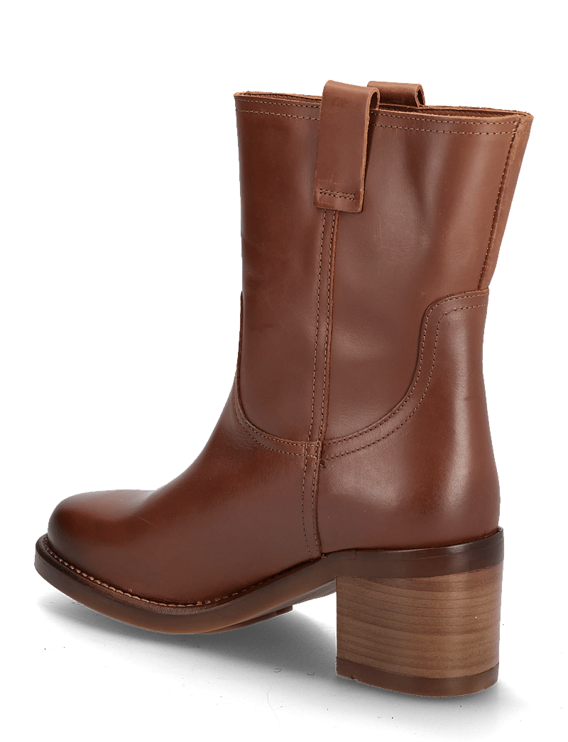 Tommy Hilfiger - RIDING LTHR MID BOOT BLOCK HEEL - støvletter - tawny russet - 2