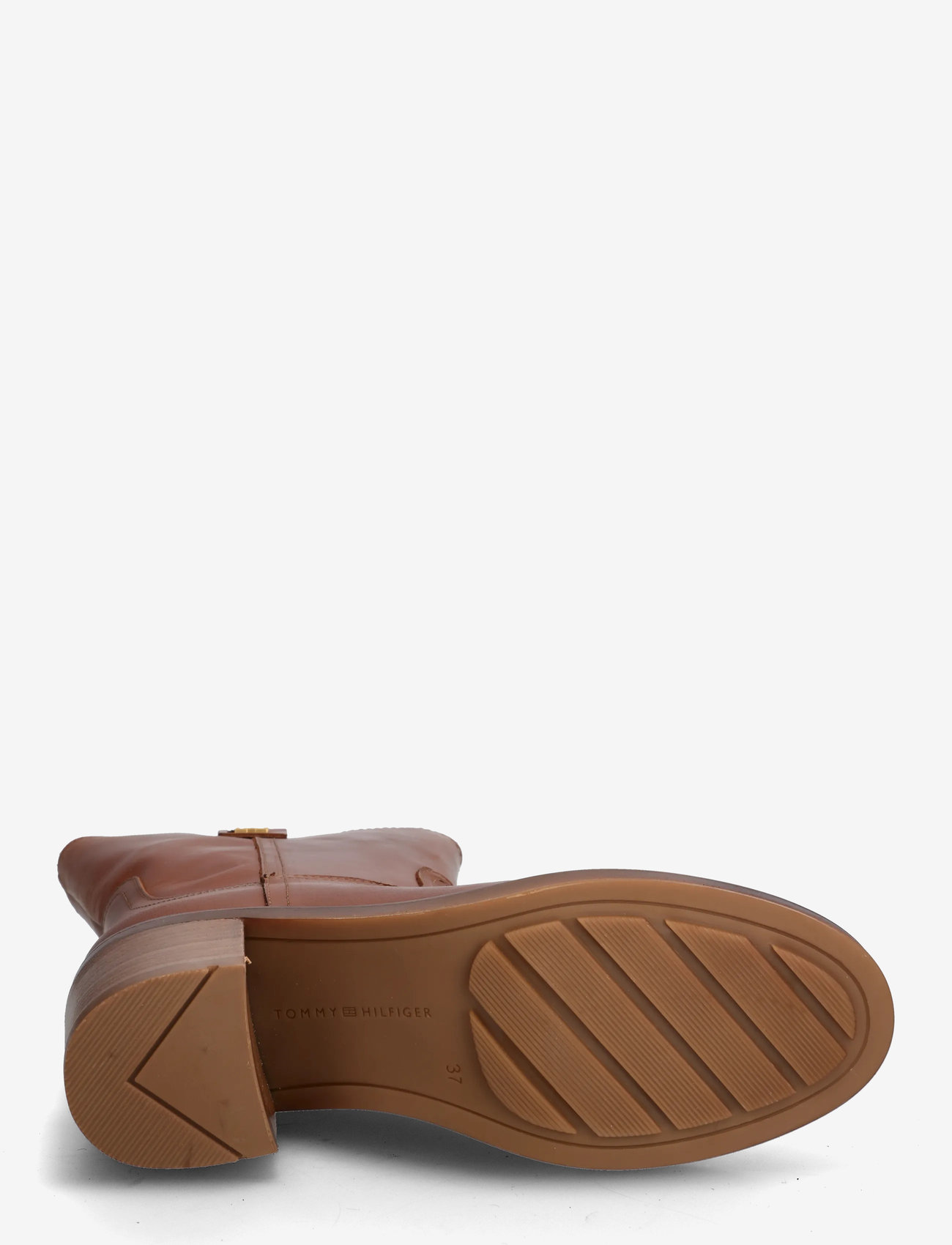 Tommy Hilfiger - RIDING LTHR MID BOOT BLOCK HEEL - high heel - tawny russet - 4