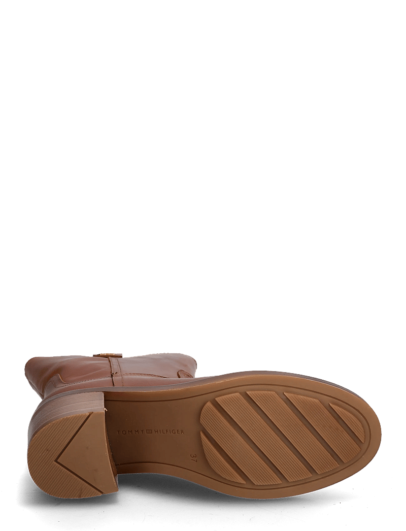 Tommy Hilfiger - RIDING LTHR MID BOOT BLOCK HEEL - støvletter - tawny russet - 4