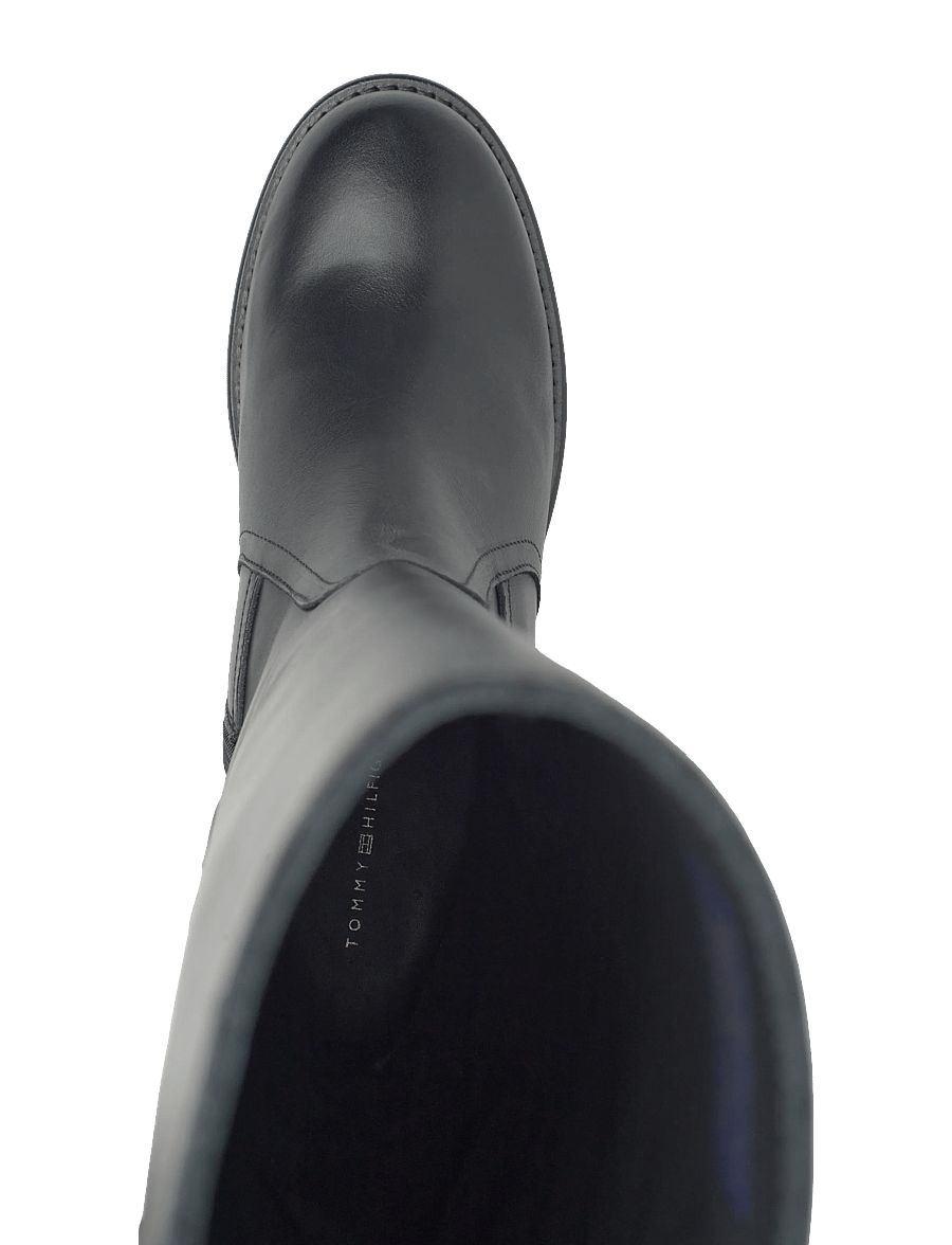Tommy Hilfiger - RIDING LTHR LONG BOOT BLOCK HEEL - kniehohe stiefel - black - 3