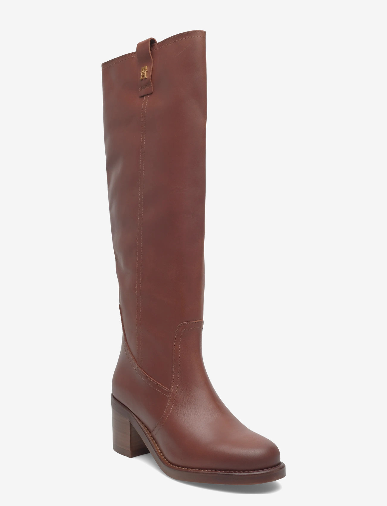 Tommy Hilfiger - RIDING LTHR LONG BOOT BLOCK HEEL - damen - tawny russet - 0