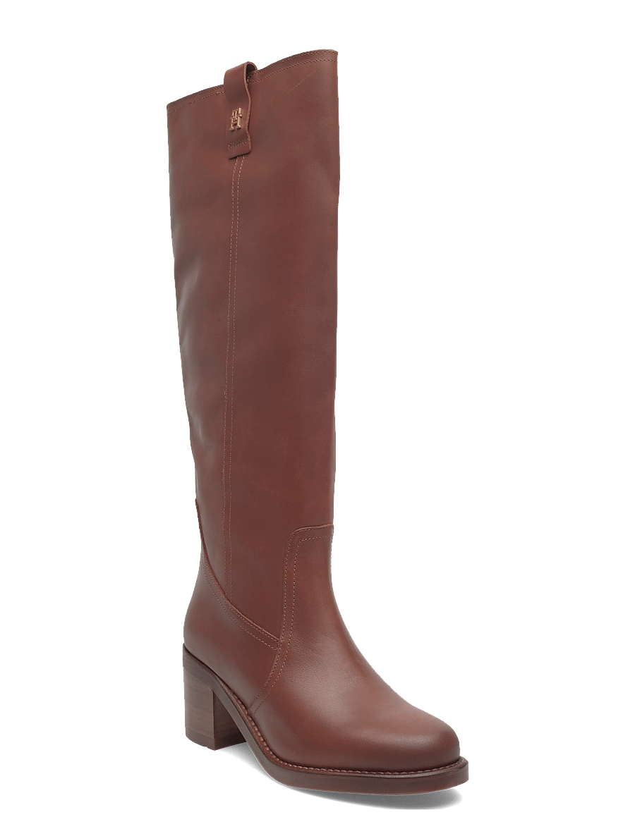 Tommy Hilfiger - RIDING LTHR LONG BOOT BLOCK HEEL - põlveni saapad - tawny russet - 0