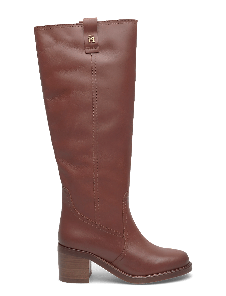 Tommy Hilfiger - RIDING LTHR LONG BOOT BLOCK HEEL - põlveni saapad - tawny russet - 1