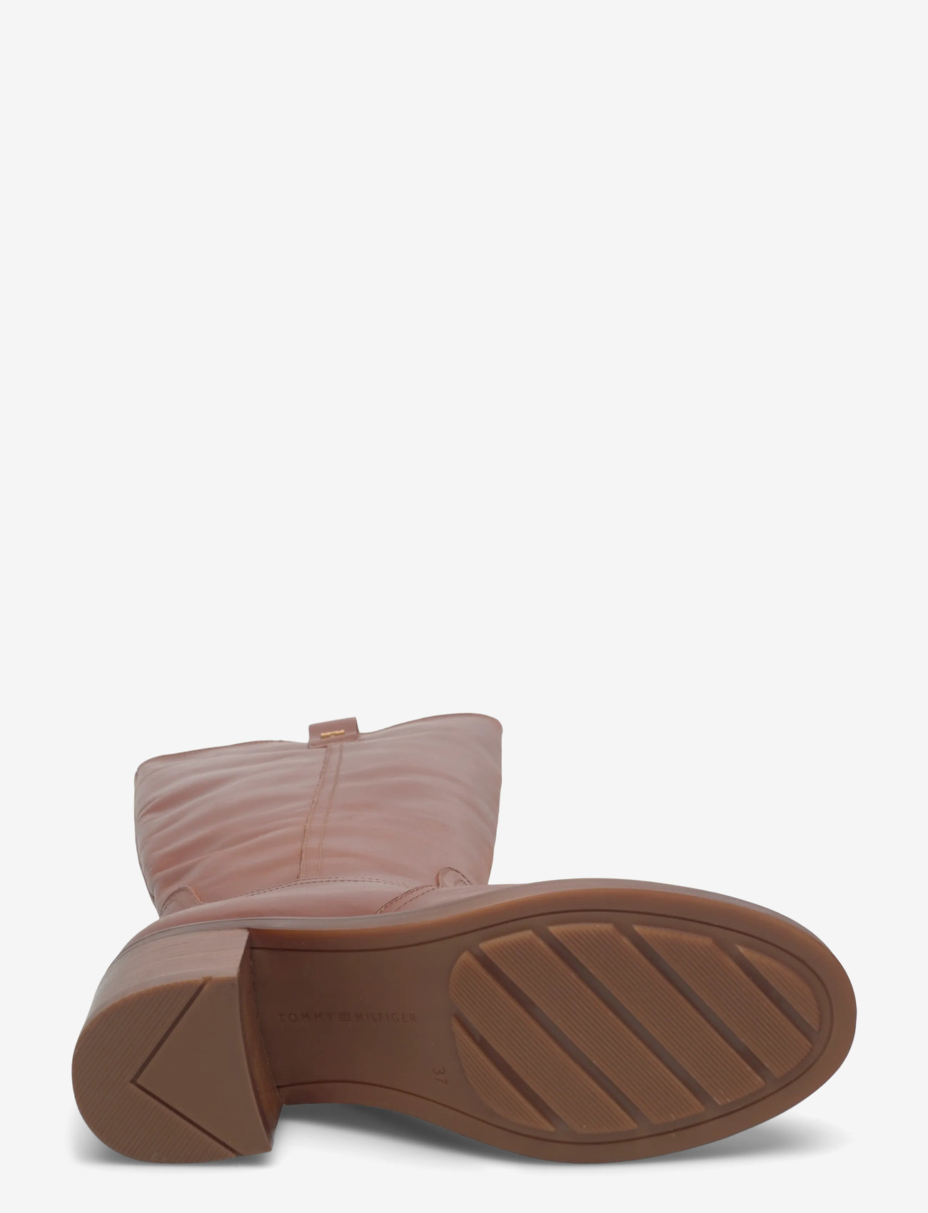 Tommy Hilfiger - RIDING LTHR LONG BOOT BLOCK HEEL - damen - tawny russet - 4