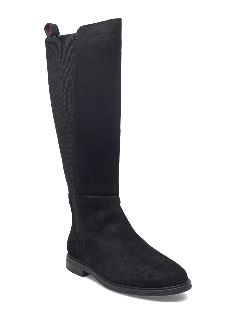 Tommy Hilfiger - FLAG SUEDE LONG BOOT - kniehohe stiefel - black - 0