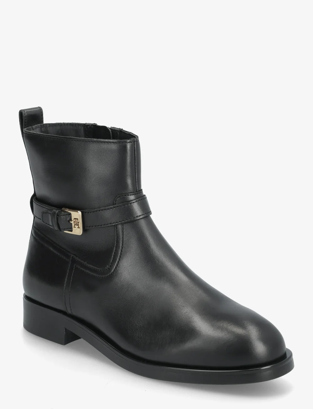 Tommy Hilfiger - TH BUCKLE RIDING LEATHER BOOTIE - madalad poolsaapad - black - 0