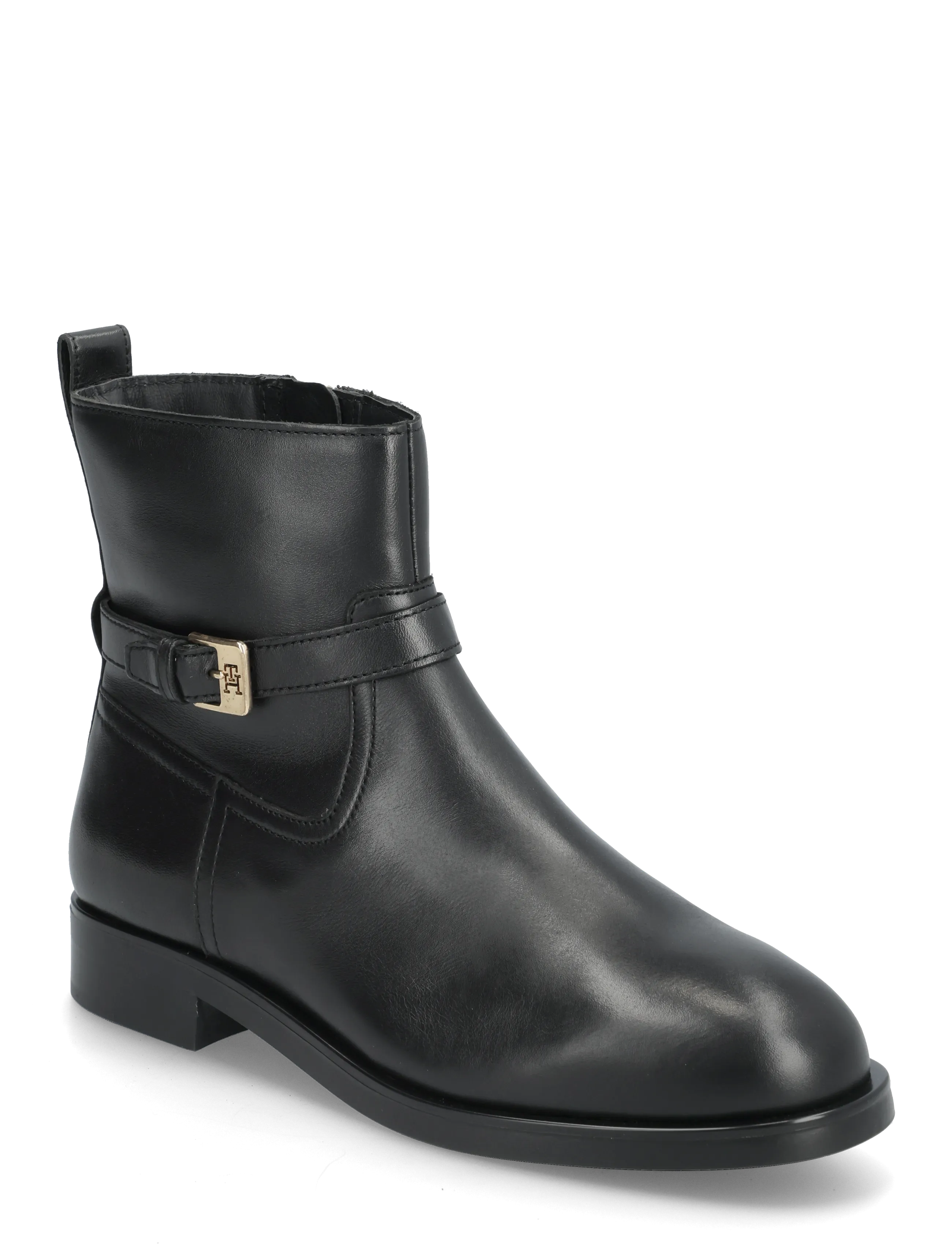 Tommy Hilfiger TH BUCKLE RIDING LEATHER BOOTIE - Transitional Layering - BLACK / black