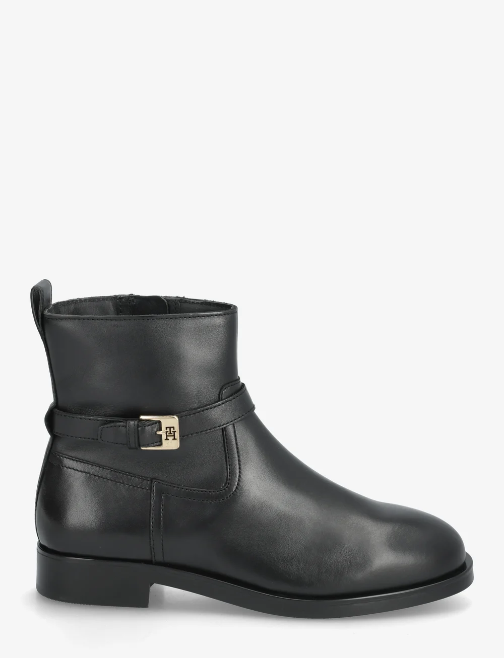 Tommy Hilfiger - TH BUCKLE RIDING LEATHER BOOTIE - madalad poolsaapad - black - 1