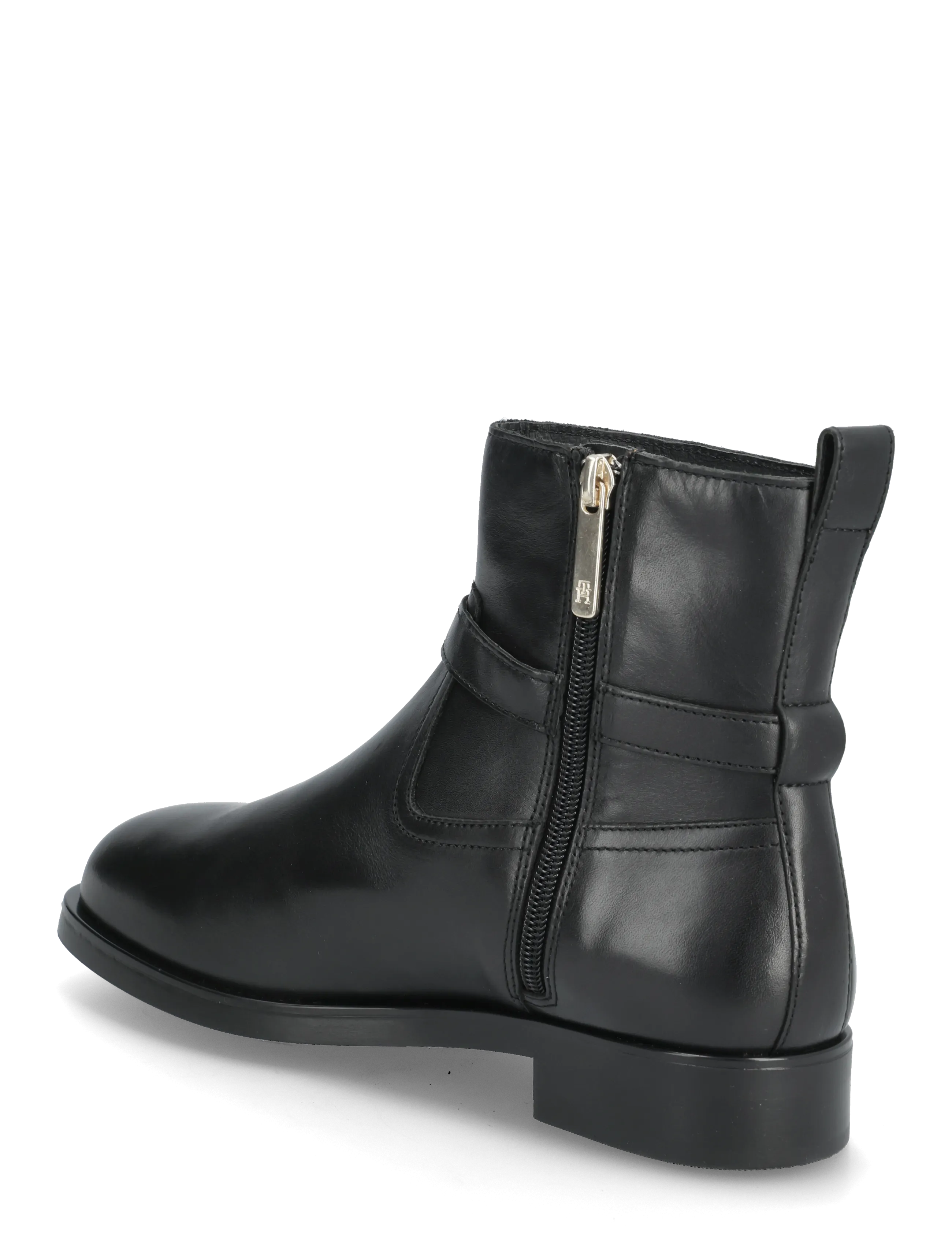 Tommy Hilfiger - TH BUCKLE RIDING LEATHER BOOTIE - flache stiefeletten - black - 2