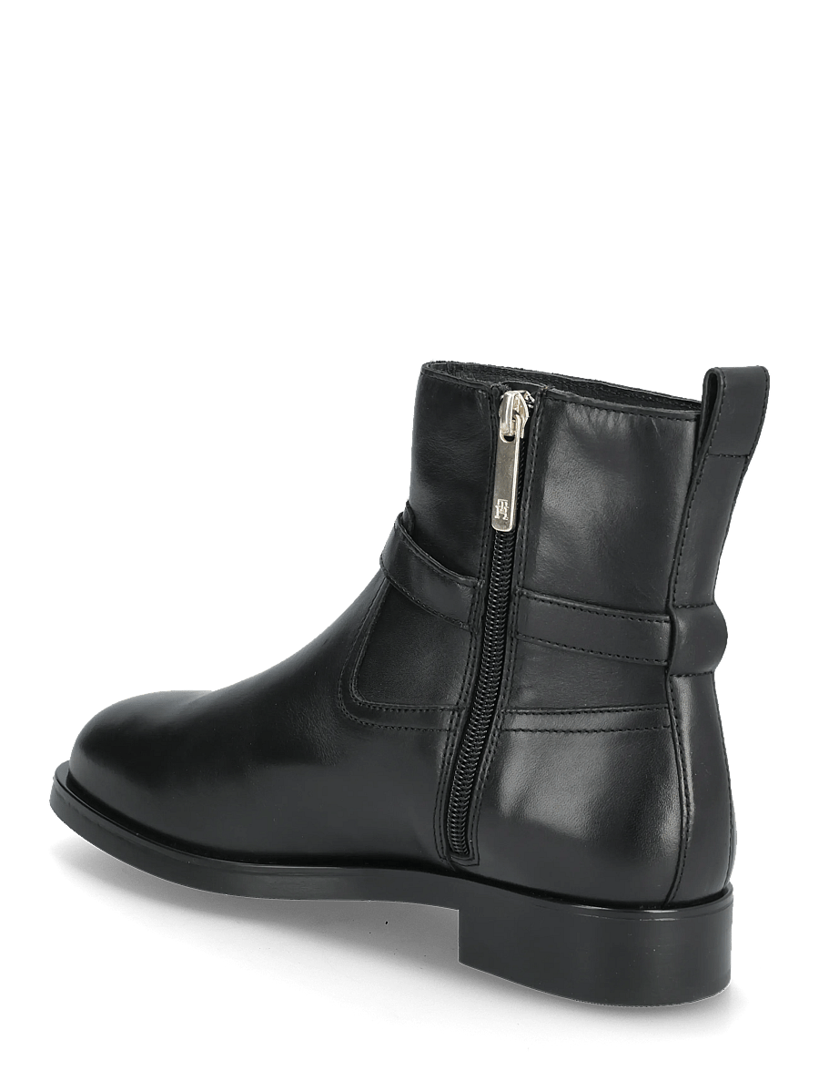 Tommy Hilfiger - TH BUCKLE RIDING LEATHER BOOTIE - flache stiefeletten - black - 2