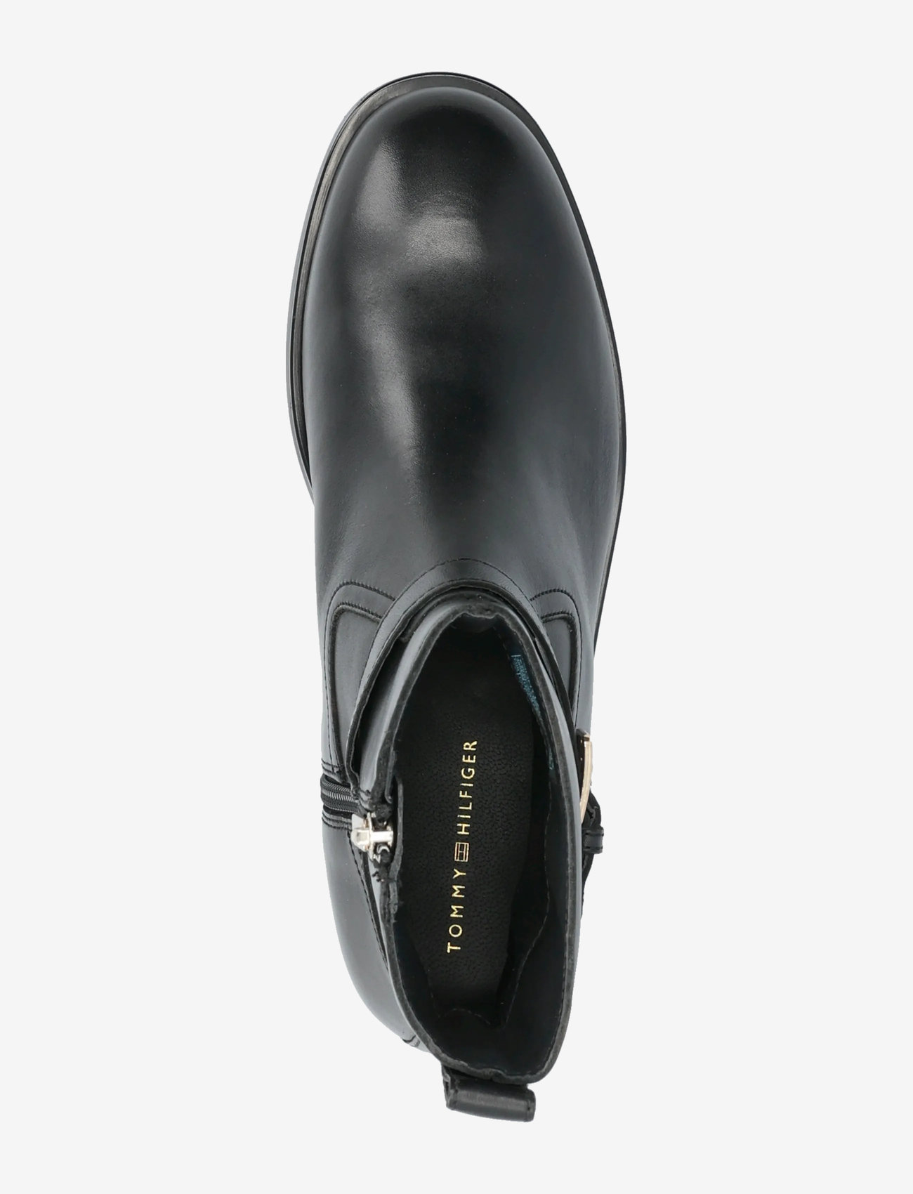 Tommy Hilfiger - TH BUCKLE RIDING LEATHER BOOTIE - platta ankelboots - black - 3