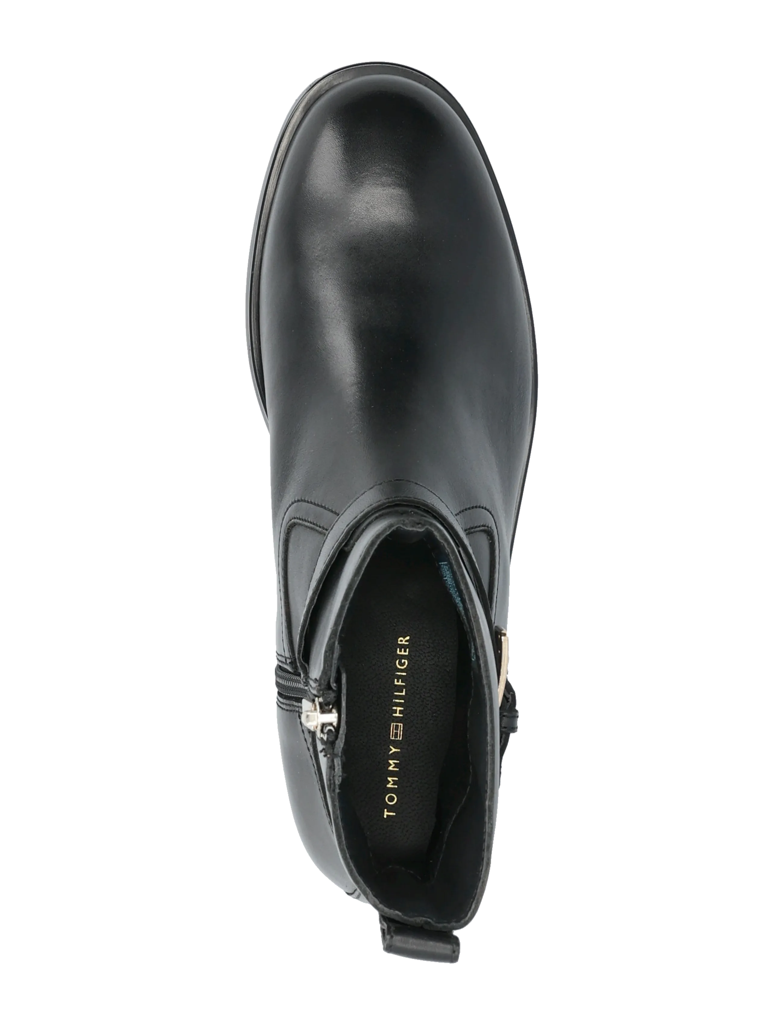 Tommy Hilfiger - TH BUCKLE RIDING LEATHER BOOTIE - flache stiefeletten - black - 3