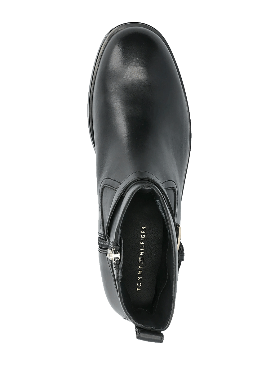 Tommy Hilfiger - TH BUCKLE RIDING LEATHER BOOTIE - flache stiefeletten - black - 3