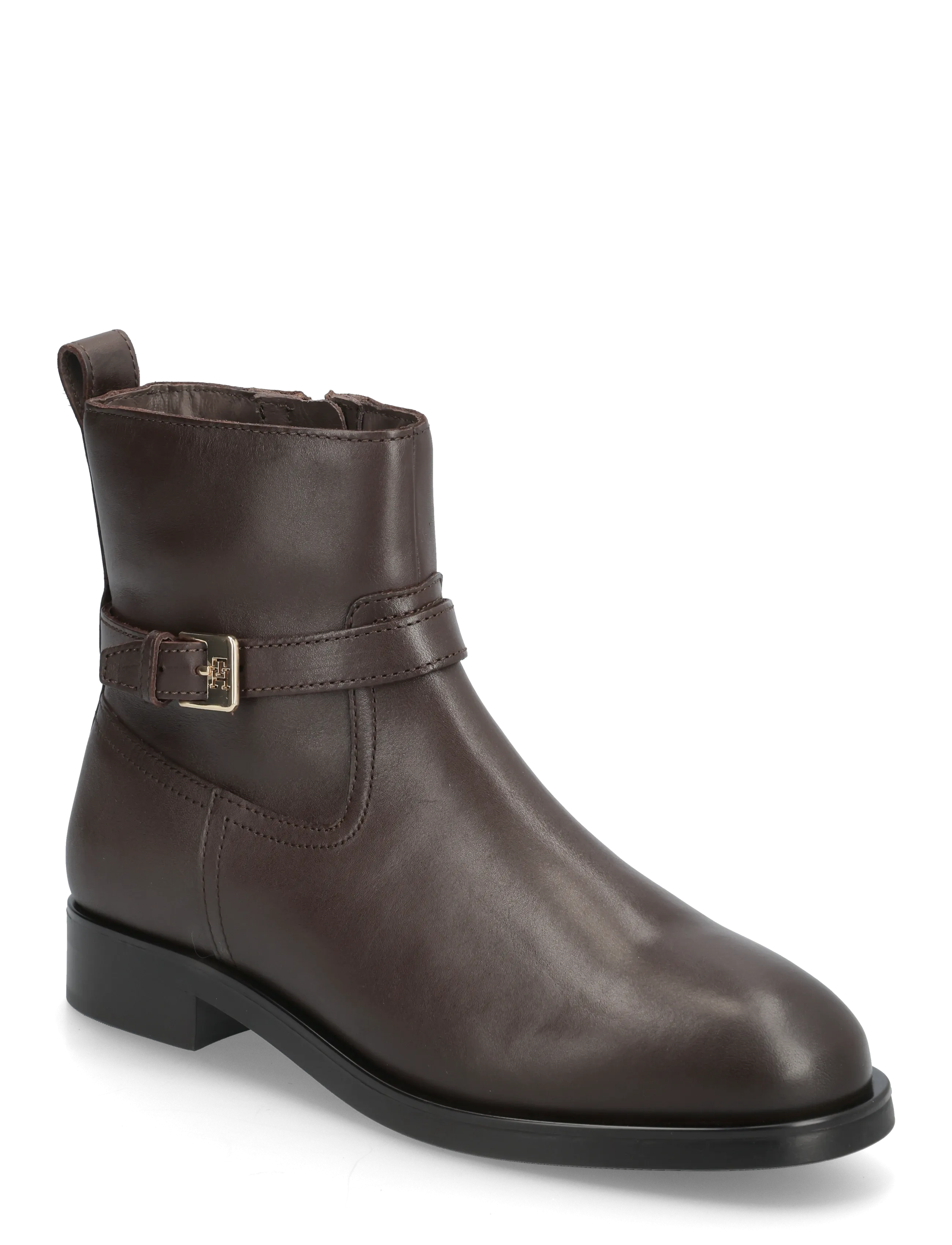 Tommy Hilfiger TH BUCKLE RIDING LEATHER BOOTIE - Stiefeletten - LEGACY BROWN / brown