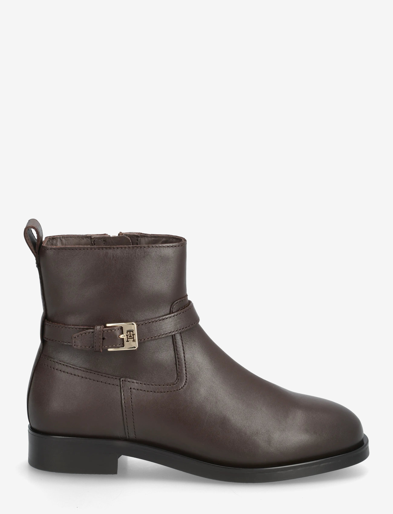 Tommy Hilfiger - TH BUCKLE RIDING LEATHER BOOTIE - platta ankelboots - legacy brown - 1