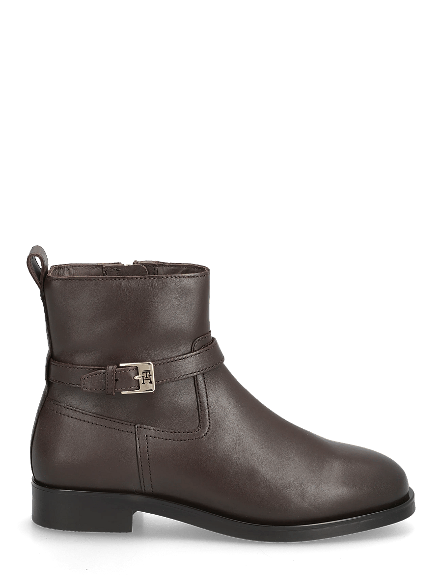 Tommy Hilfiger - TH BUCKLE RIDING LEATHER BOOTIE - flache stiefeletten - legacy brown - 1