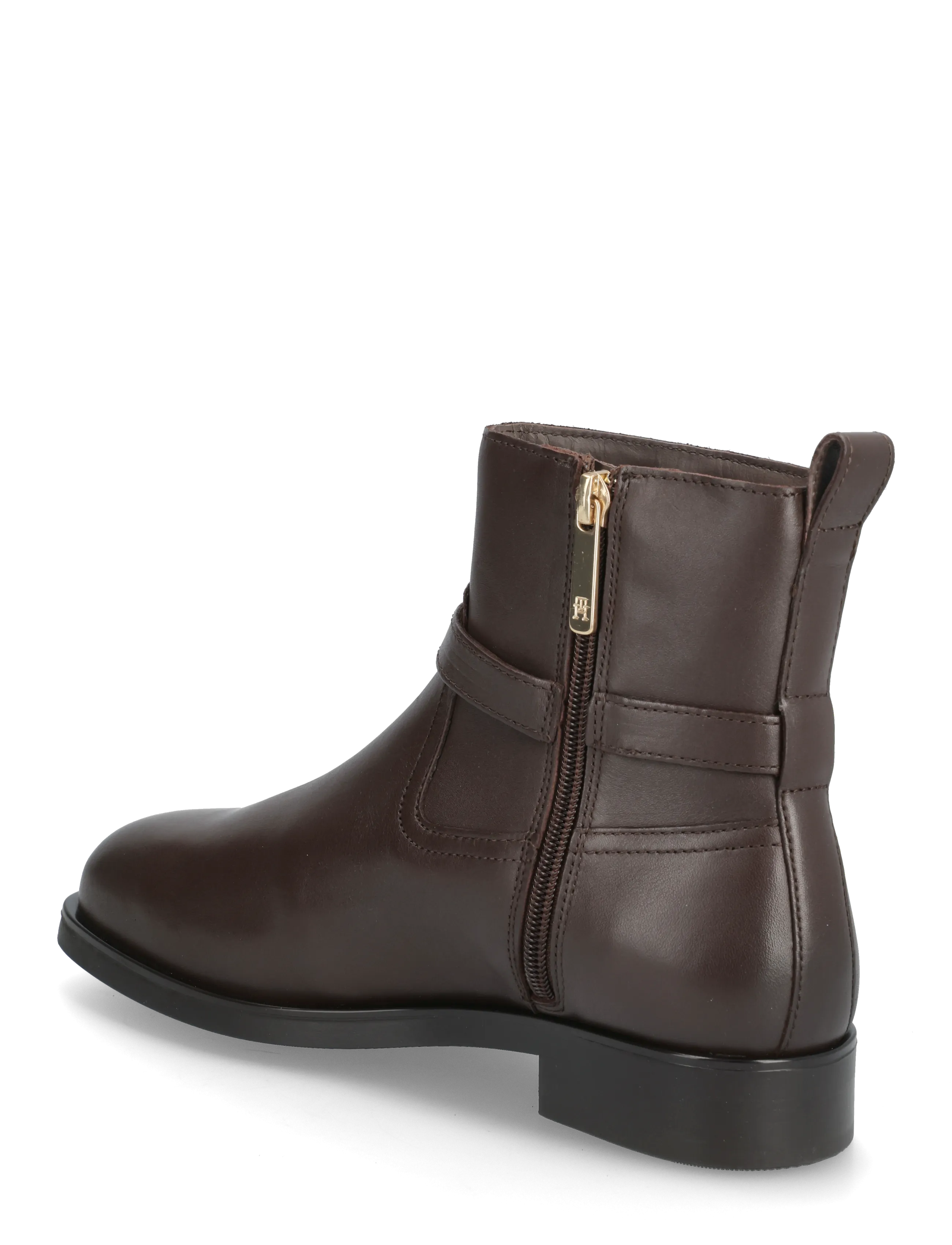 Tommy Hilfiger - TH BUCKLE RIDING LEATHER BOOTIE - flade ankelstøvler - legacy brown - 2