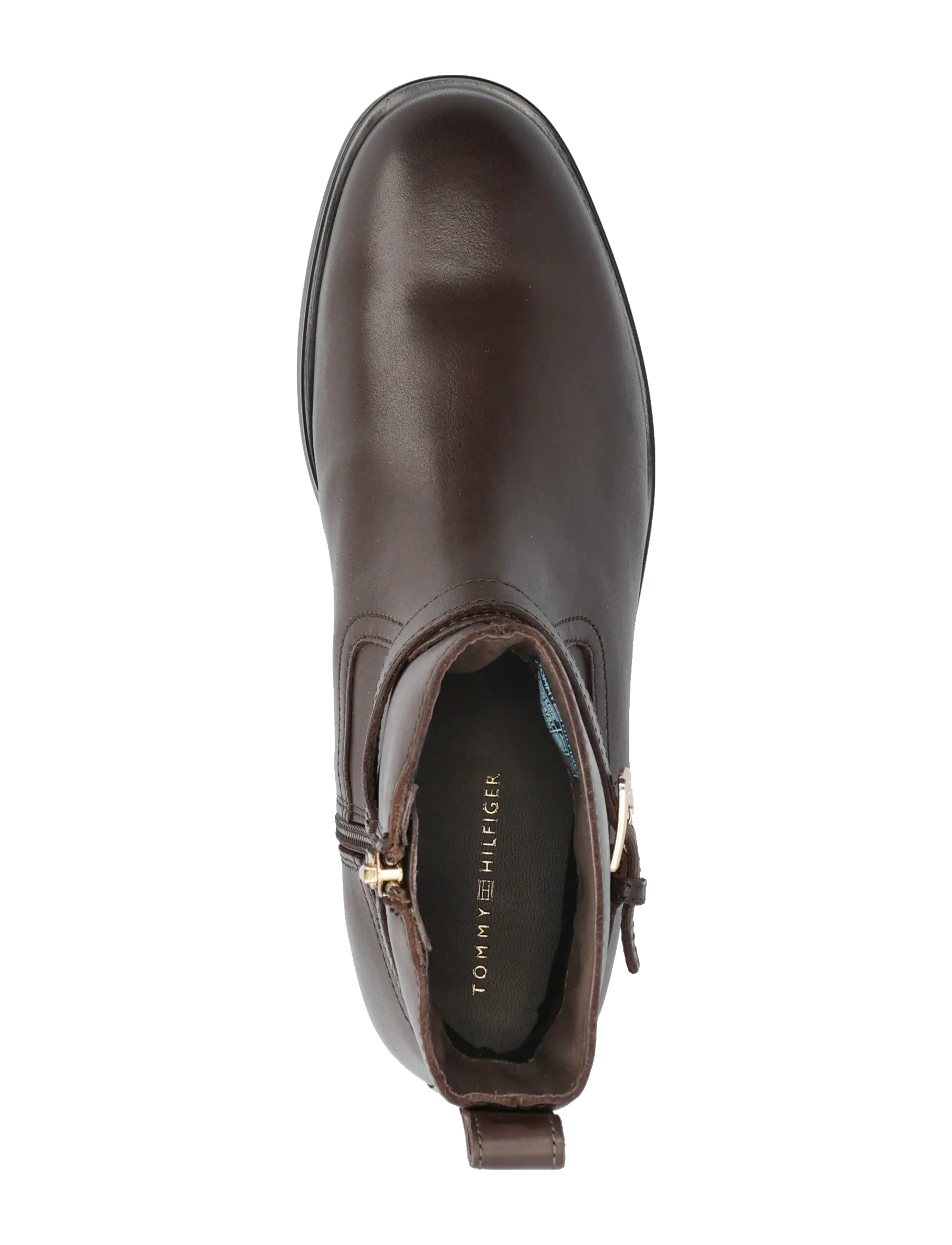 Tommy Hilfiger - TH BUCKLE RIDING LEATHER BOOTIE - flade ankelstøvler - legacy brown - 3