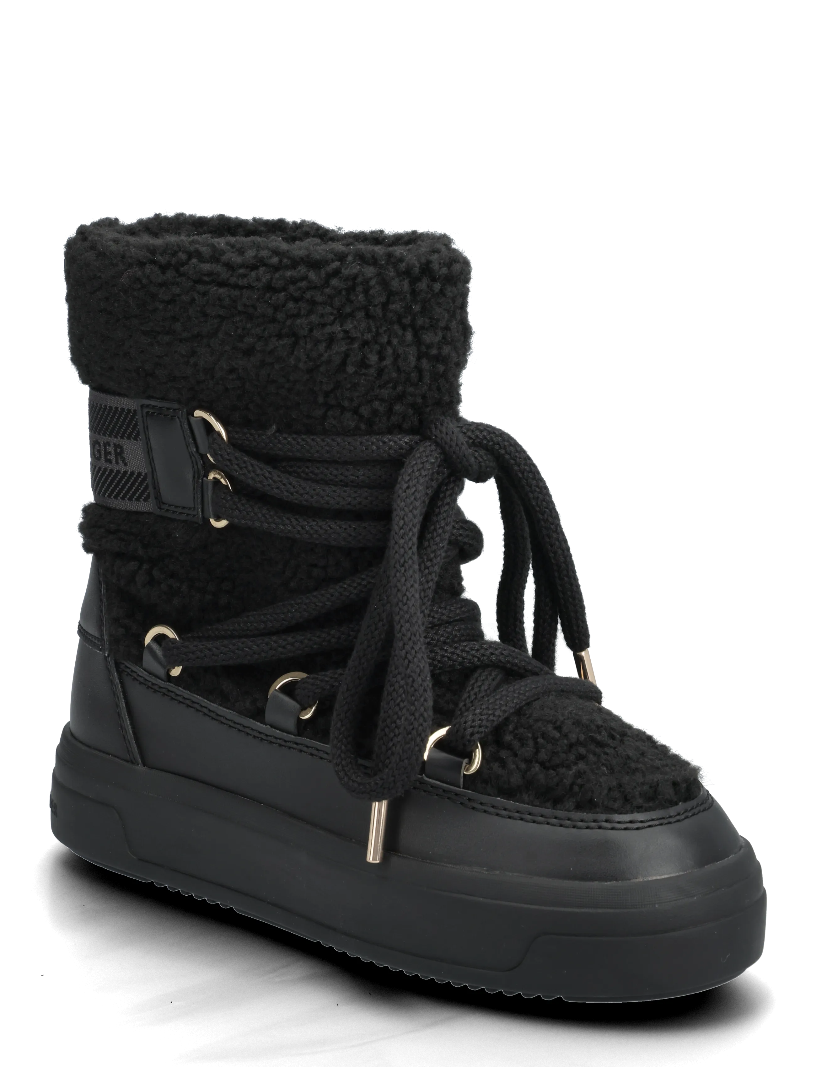 Tommy Hilfiger Faux Shearling Snowboot, Kvinder, Faux Shearling Snestøvler, Sort, Str: 39