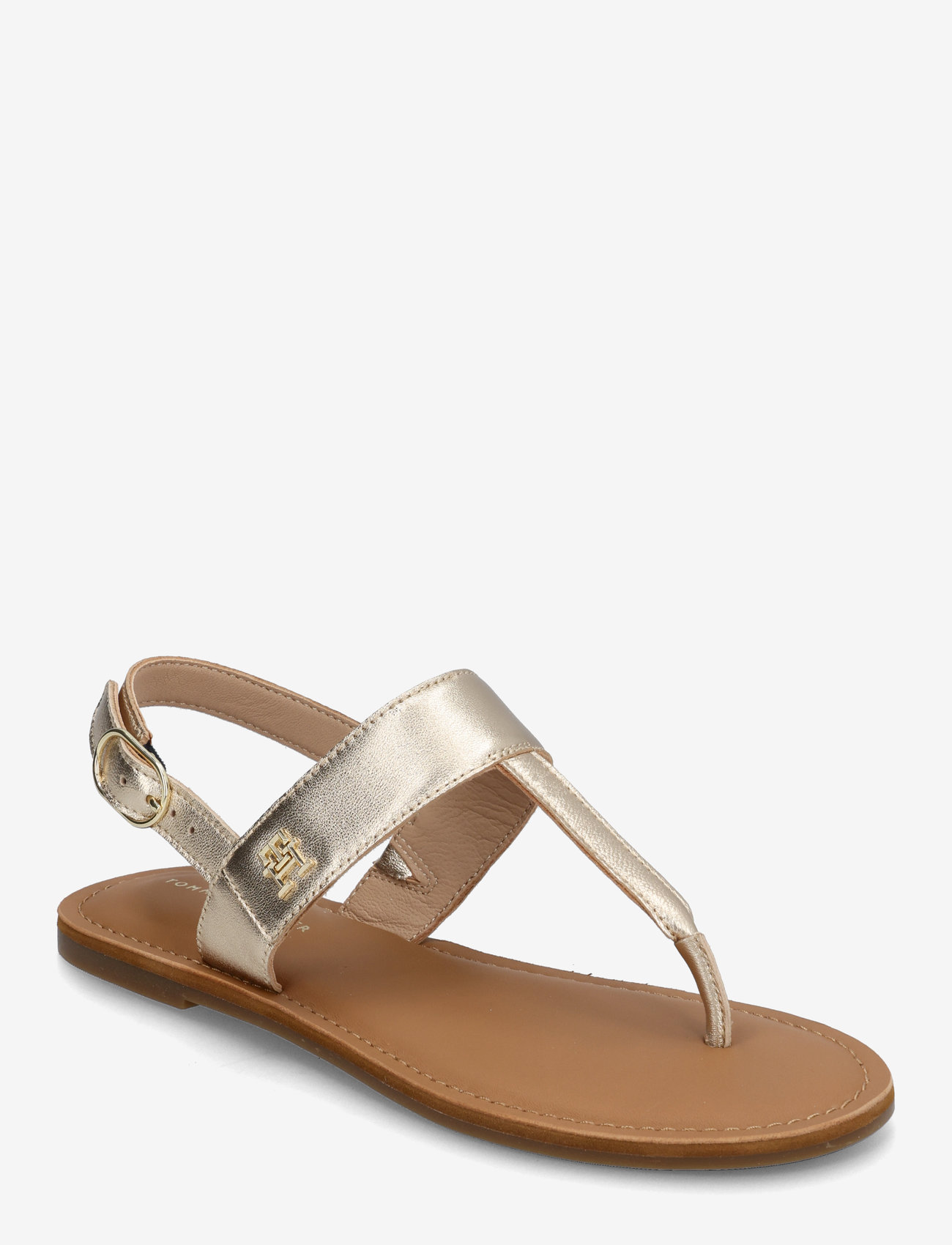 Tommy Hilfiger - METALLIC LEATHER THONG SANDAL - flat sandals - gold - 0