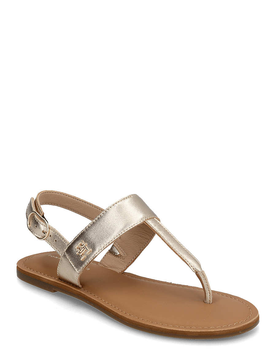 Tommy Hilfiger - METALLIC LEATHER THONG SANDAL - flache sandalen - gold - 0