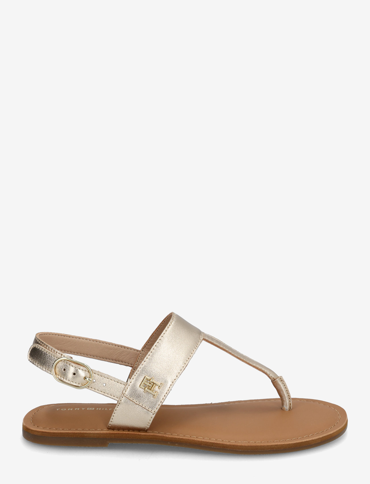 Tommy Hilfiger - METALLIC LEATHER THONG SANDAL - flat sandals - gold - 1