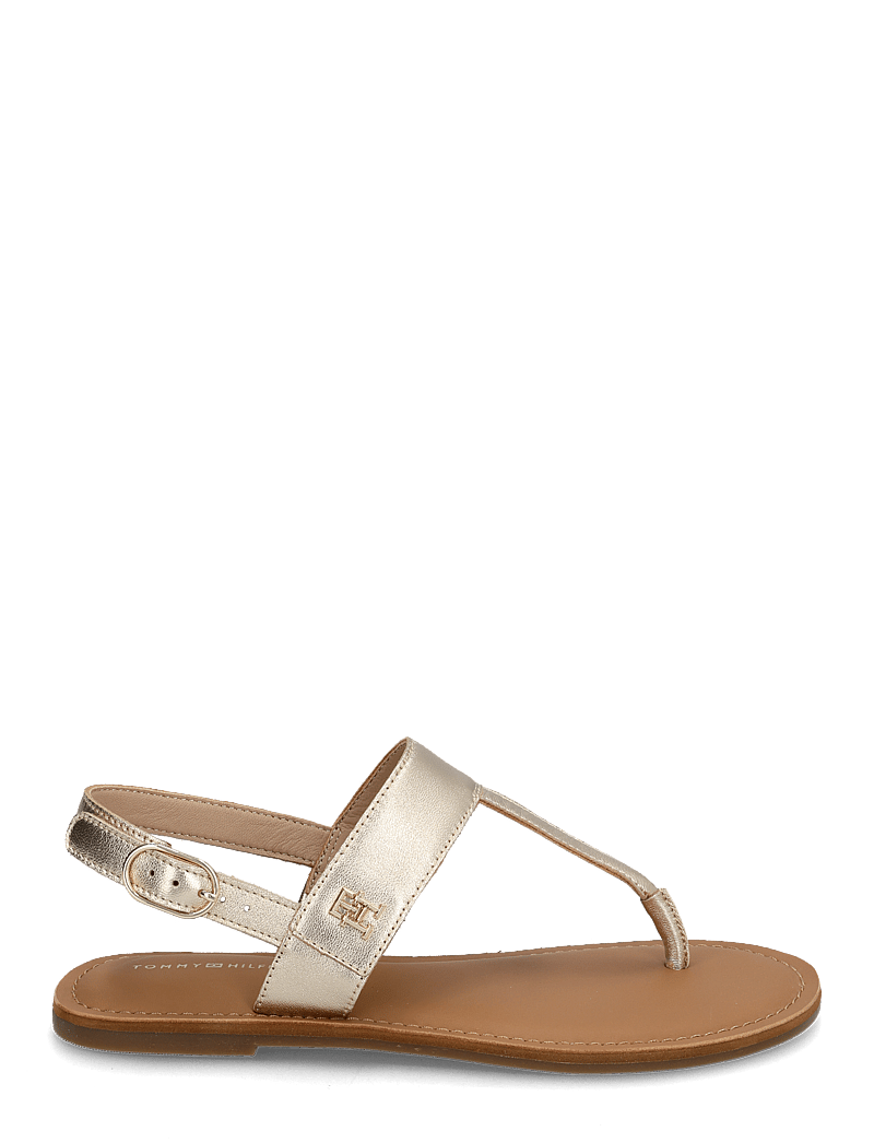 Tommy Hilfiger - METALLIC LEATHER THONG SANDAL - flat sandals - gold - 1