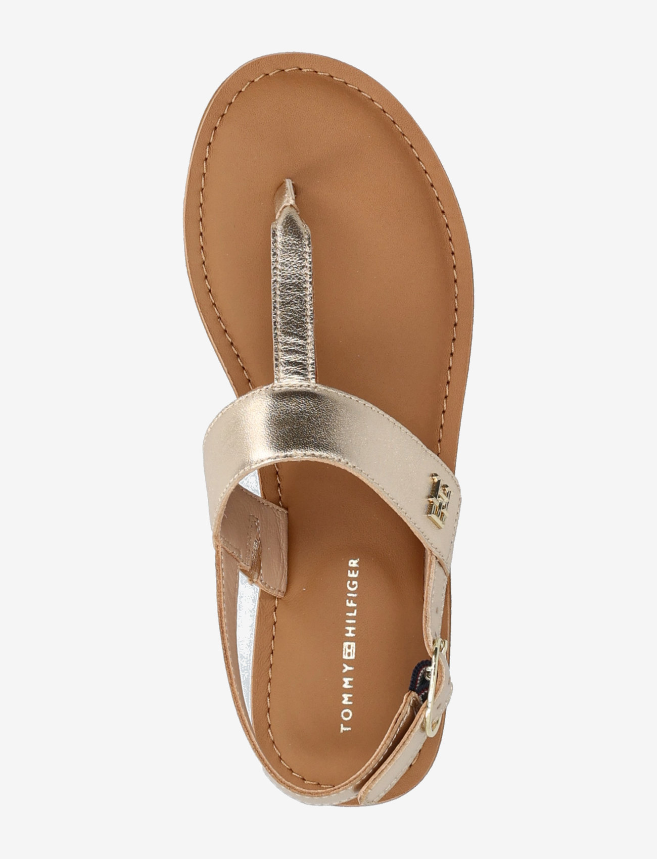 Tommy Hilfiger - METALLIC LEATHER THONG SANDAL - flat sandals - gold - 3