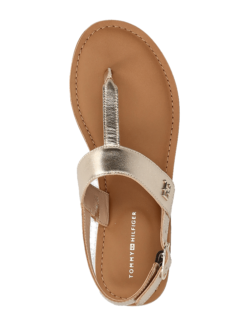 Tommy Hilfiger - METALLIC LEATHER THONG SANDAL - flat sandals - gold - 3