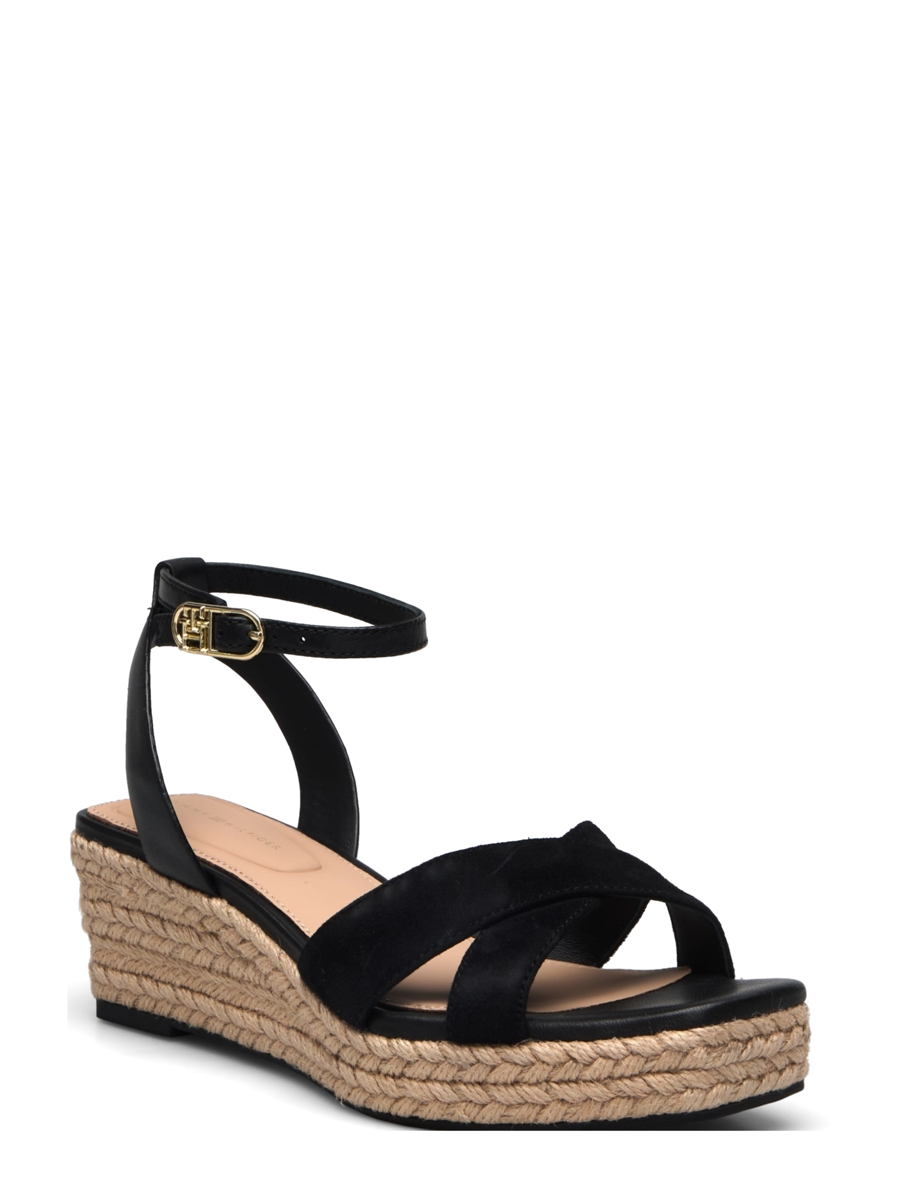 TOMMY HILFIGER Leder & Wildleder Mid Wedge Espad Schwarz - 41 - Damen
