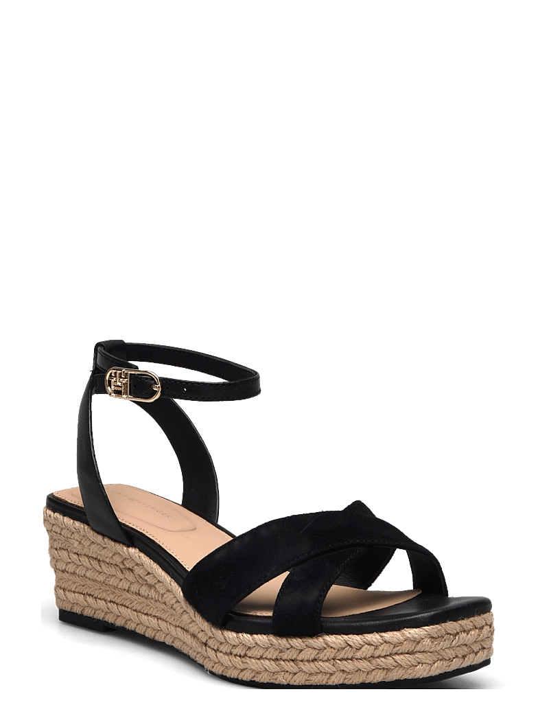Tommy Hilfiger - LEATHER & SUEDE MID WEDGE ESPAD - platvormkingad - black - 0