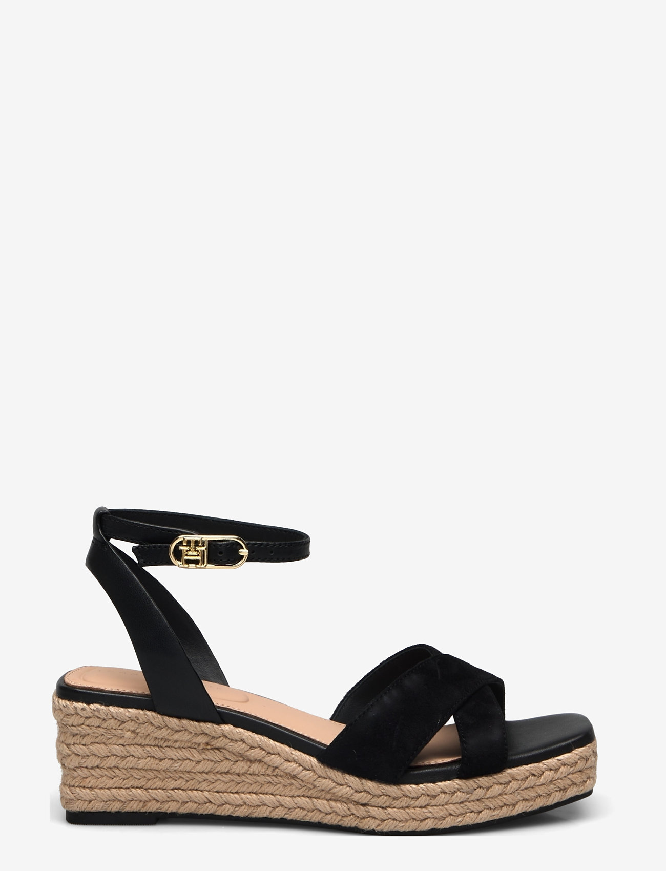 Tommy Hilfiger - LEATHER & SUEDE MID WEDGE ESPAD - kilklackar - black - 1