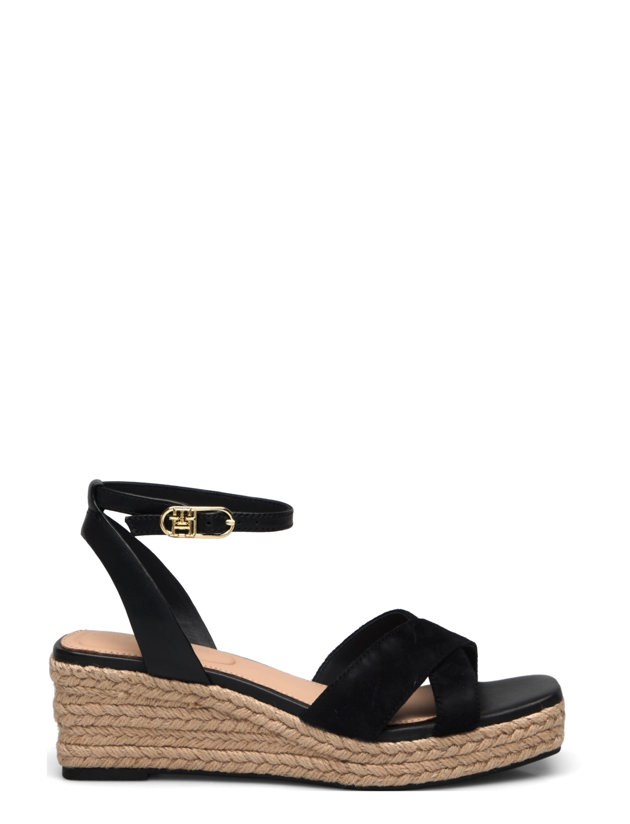Tommy Hilfiger - LEATHER & SUEDE MID WEDGE ESPAD - wedge heels - black - 1