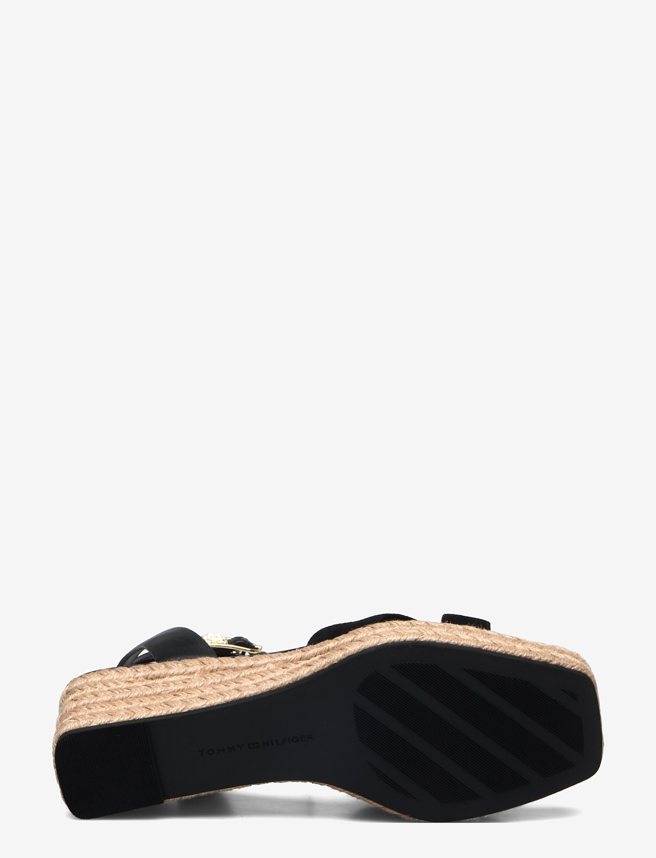 Tommy Hilfiger - LEATHER & SUEDE MID WEDGE ESPAD - kilklackar - black - 4