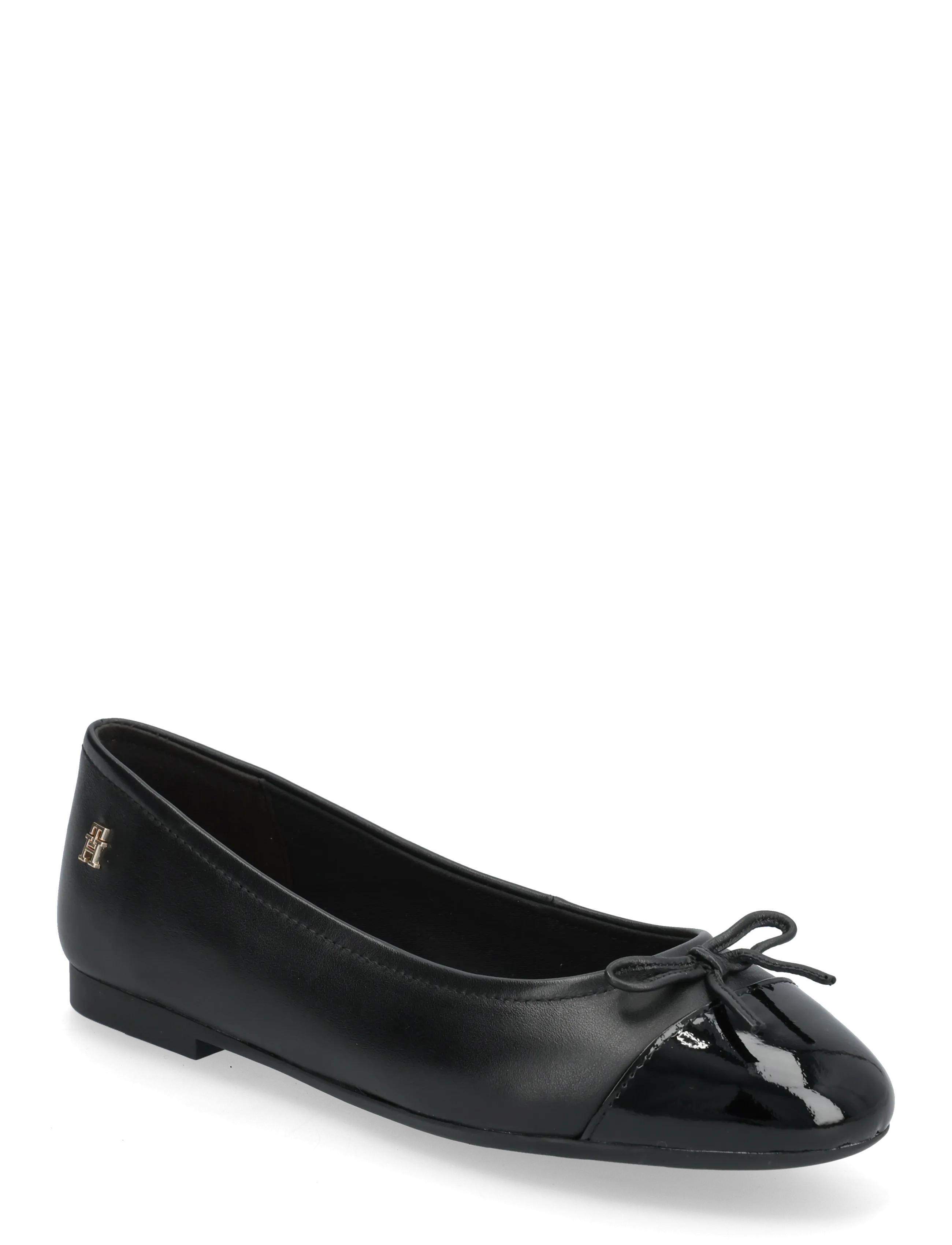 PATENT TOE-CAP LTHR BALLERINA - BLACK