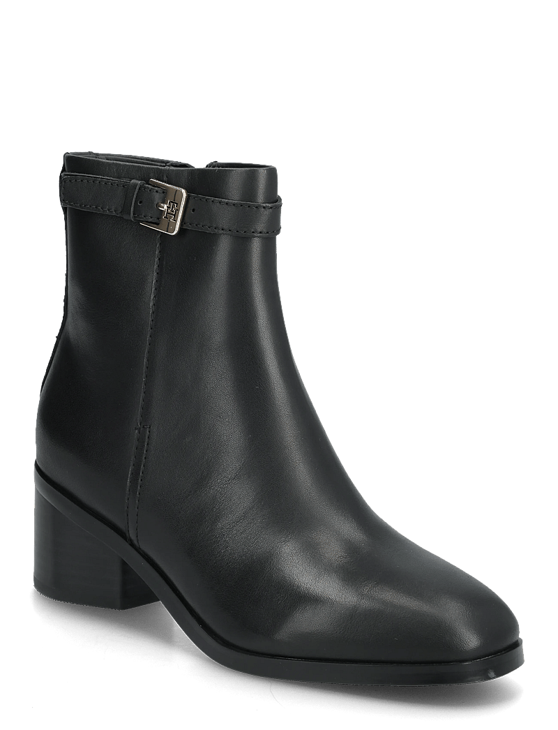 Tommy Hilfiger - TH BUCKLE RIDING MID HEEL BOOTIE - stiefeletten mit absatz - black - 0