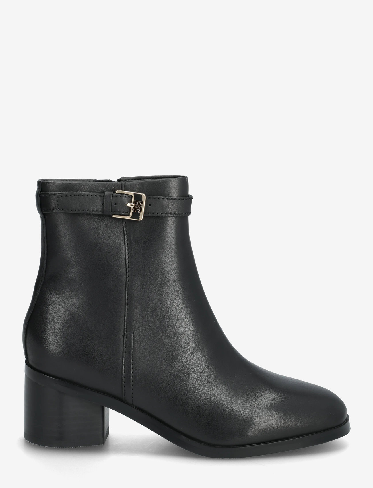 Tommy Hilfiger - TH BUCKLE RIDING MID HEEL BOOTIE - stövletter - black - 1