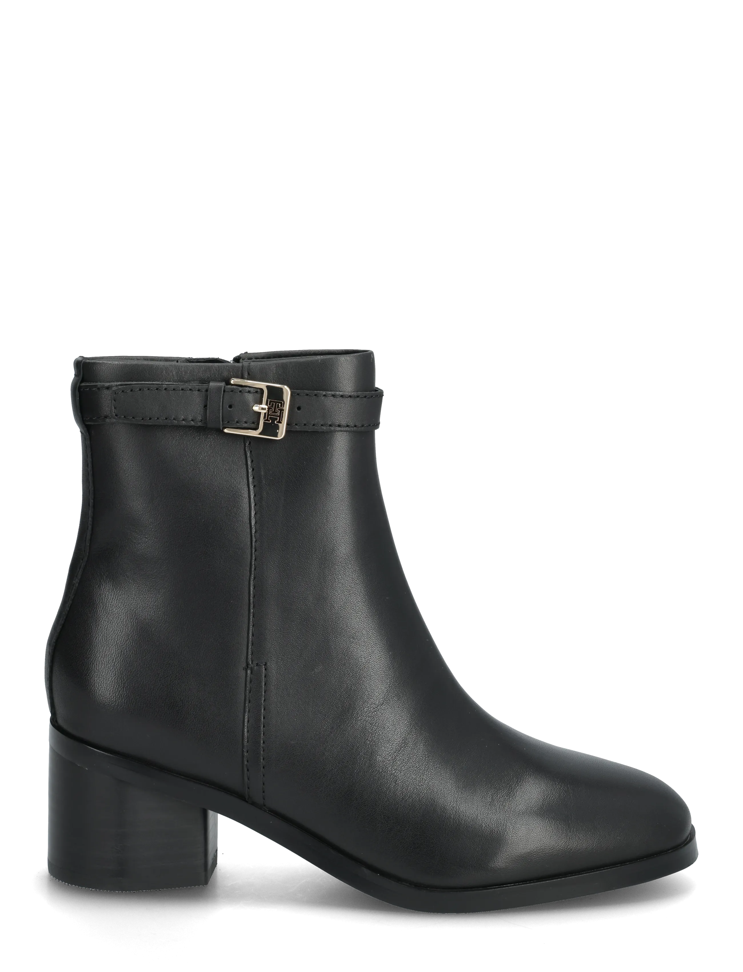 Tommy Hilfiger - TH BUCKLE RIDING MID HEEL BOOTIE - ankelboots med hæl - black - 1