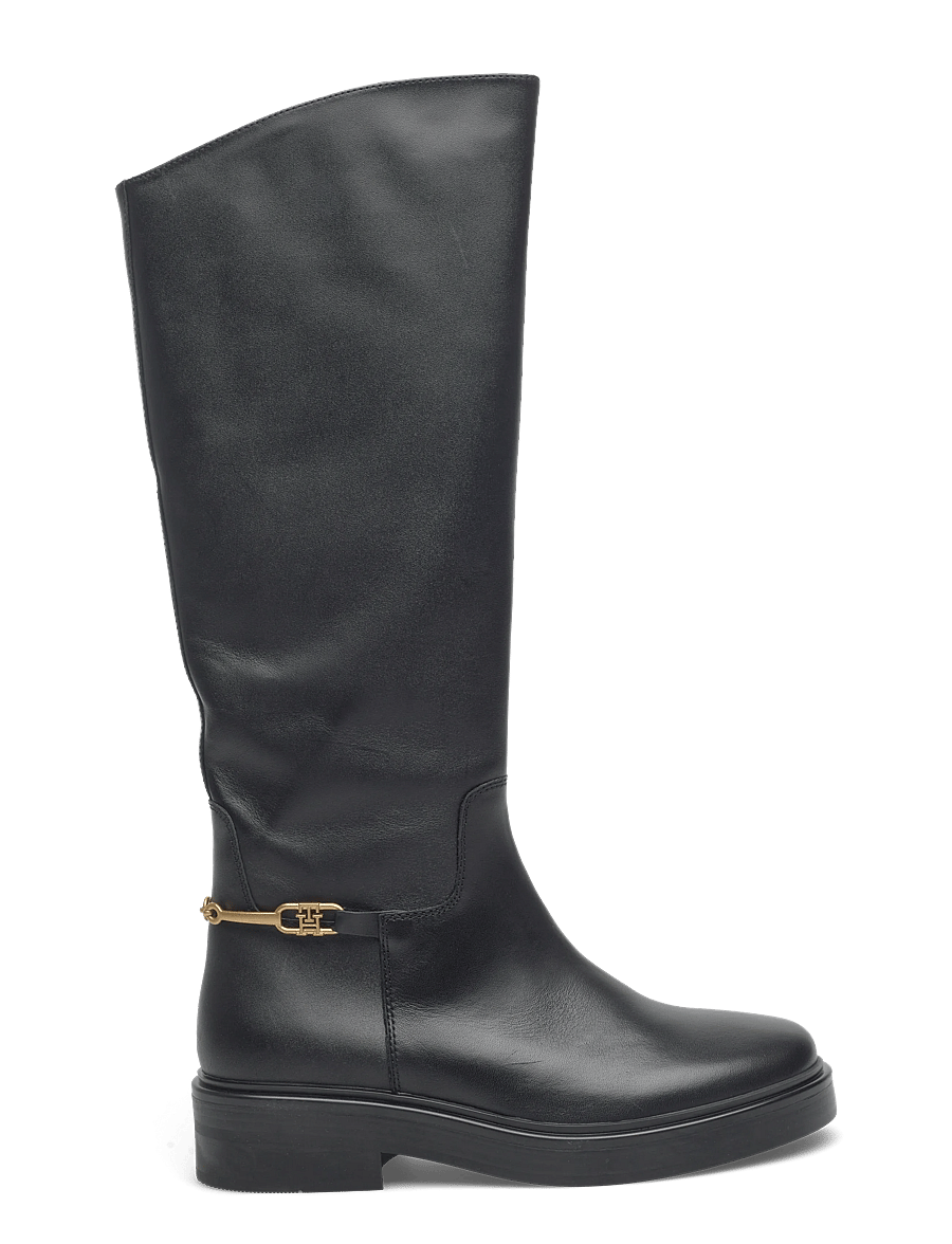 Tommy Hilfiger - TH HORSEBIT RIDING LONG BOOT - kniehohe stiefel - black - 1