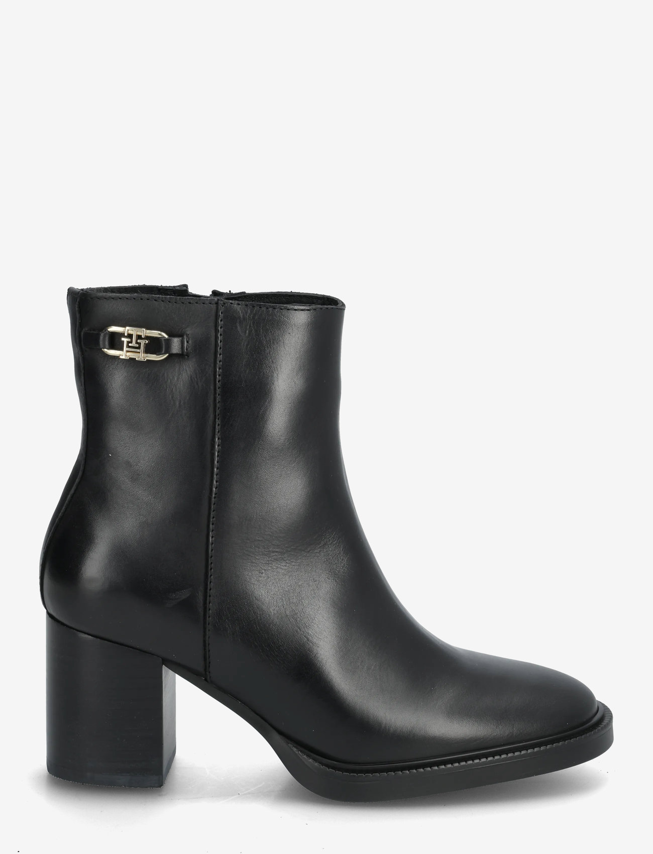 Tommy Hilfiger - STACKED HEEL LEATHER ANKLE BOOT - støvletter - black - 1
