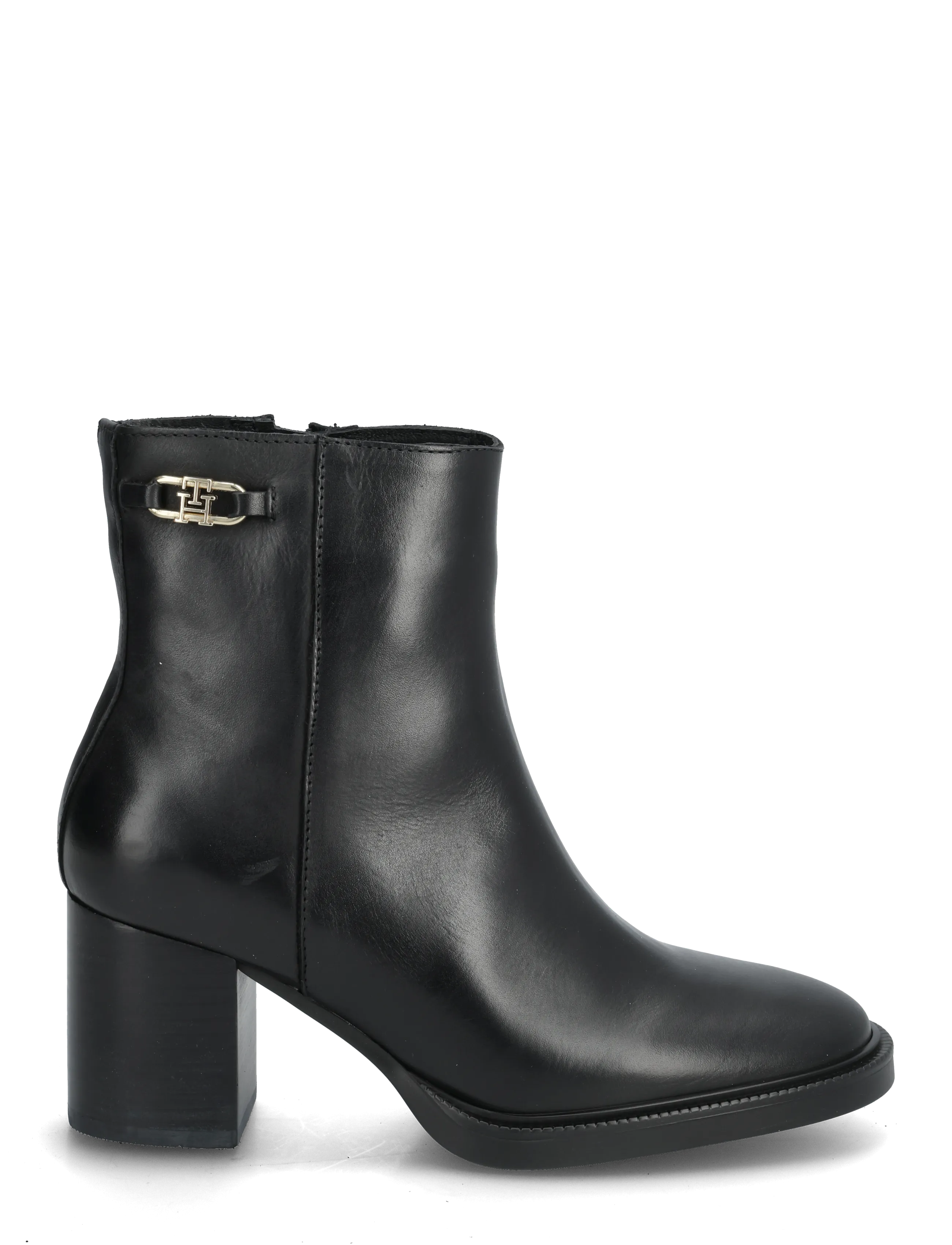 Tommy Hilfiger - STACKED HEEL LEATHER ANKLE BOOT - stövletter - black - 1