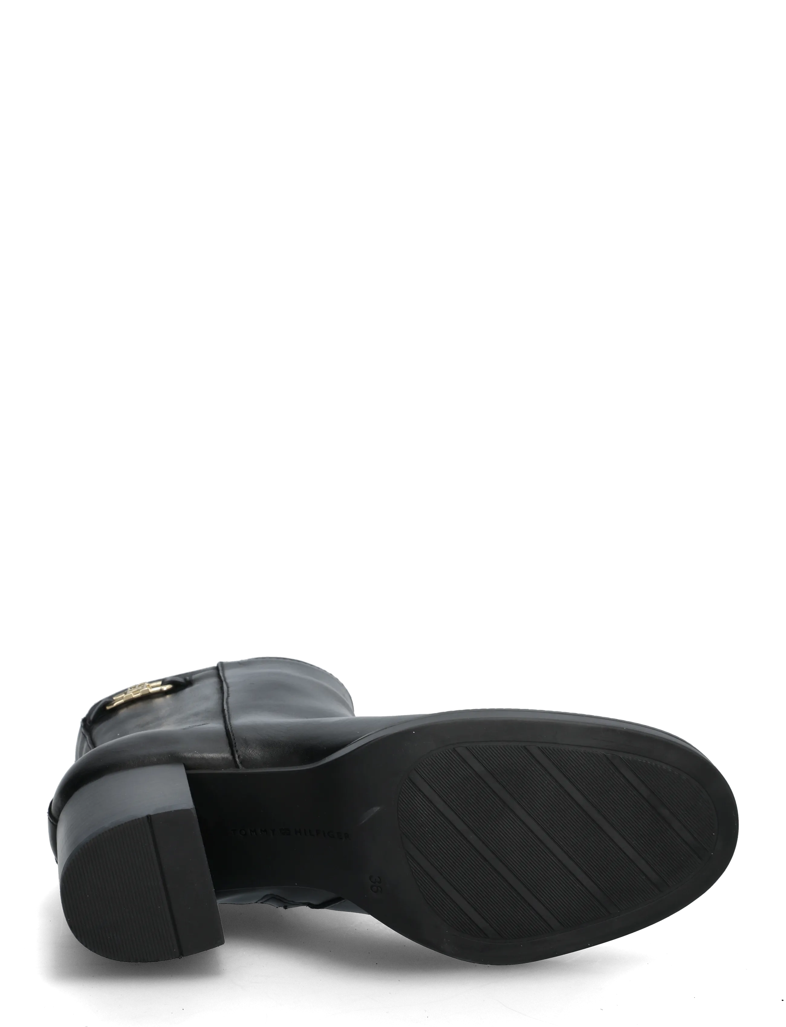 Tommy Hilfiger - STACKED HEEL LEATHER ANKLE BOOT - stövletter - black - 4