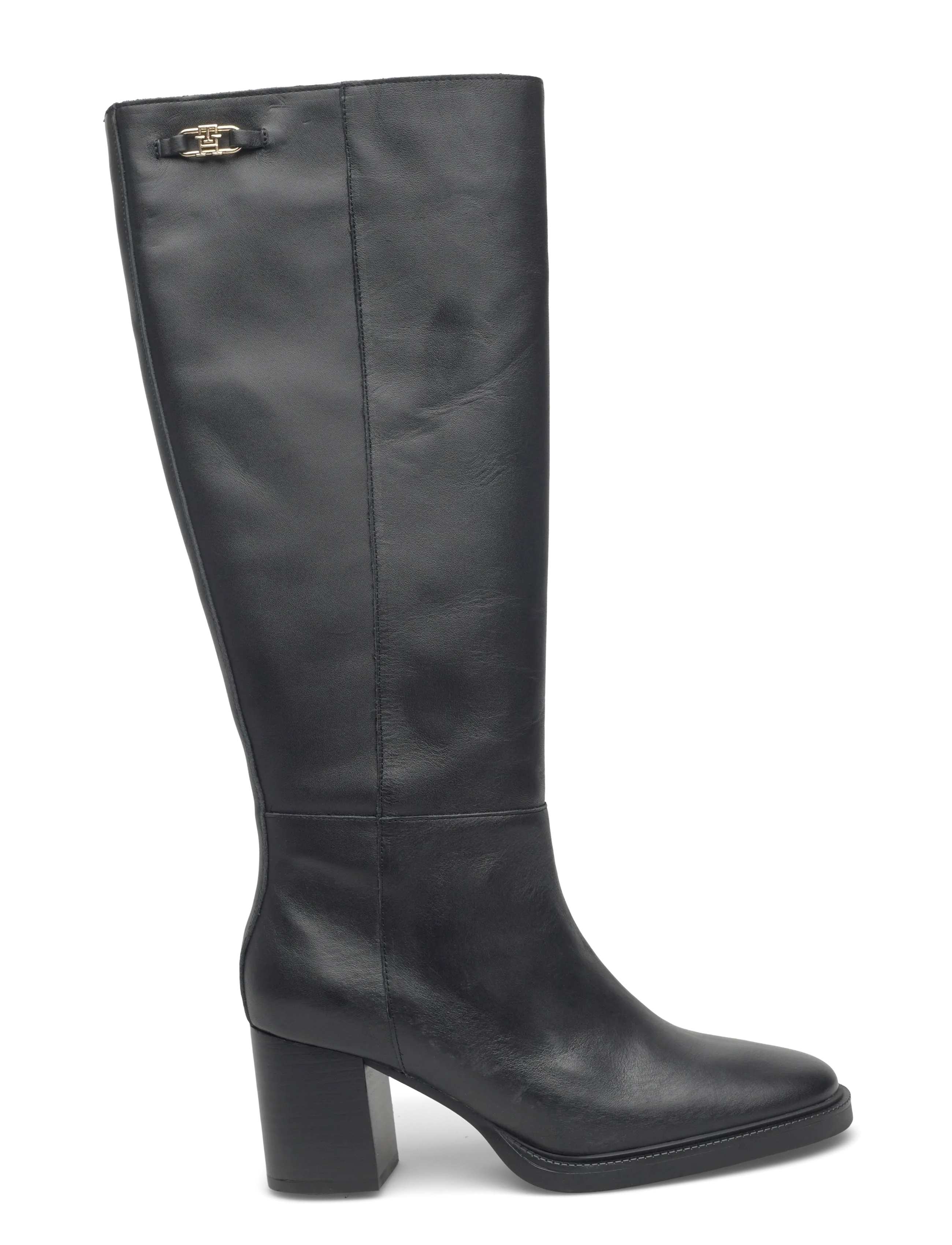 Stacked Heel Leather Long Boot 2