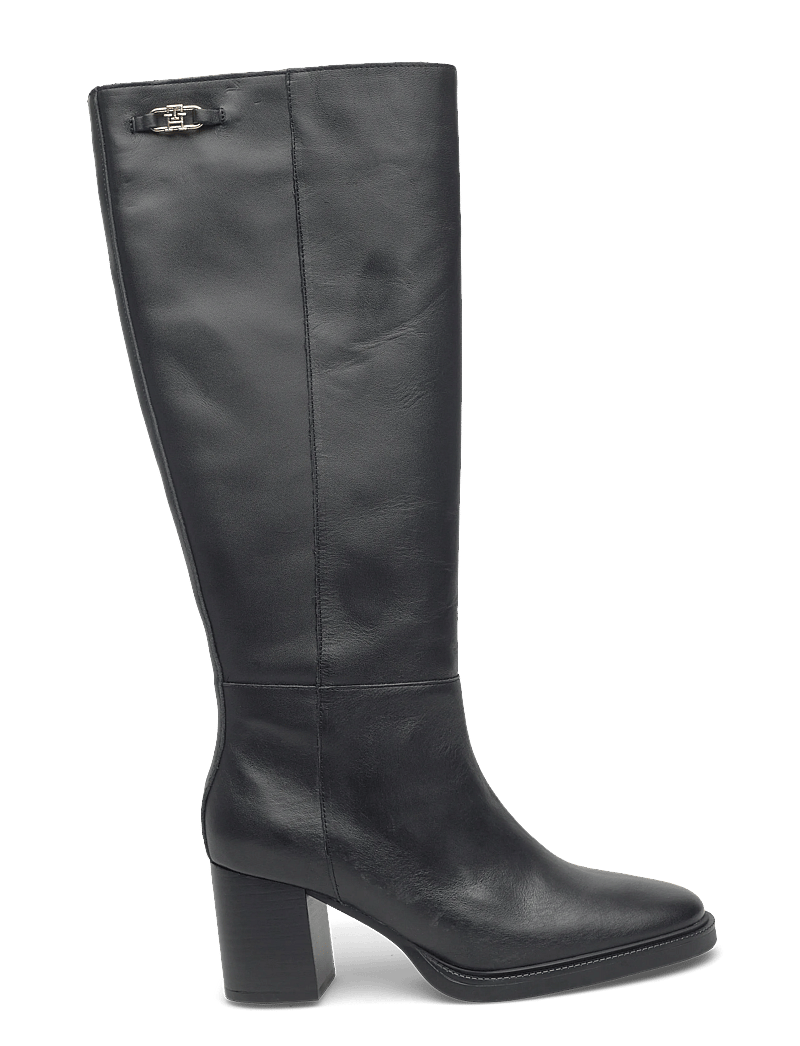 Tommy Hilfiger - STACKED HEEL LEATHER LONG BOOT - knähöga stövlar - black - 1