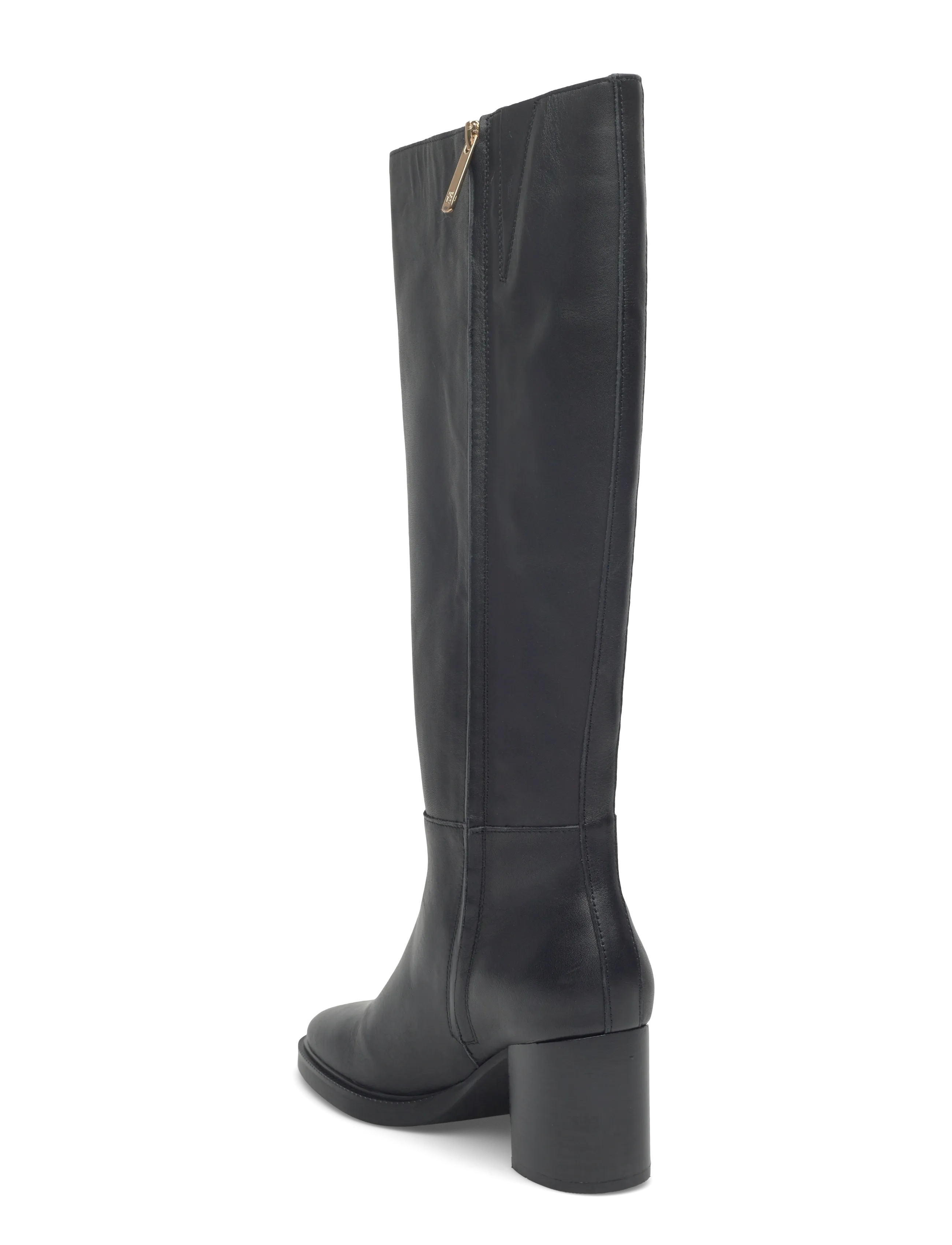 Stacked Heel Leather Long Boot 3