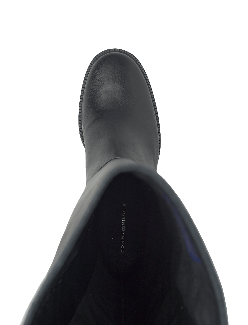 Tommy Hilfiger - STACKED HEEL LEATHER LONG BOOT - knähöga stövlar - black - 3