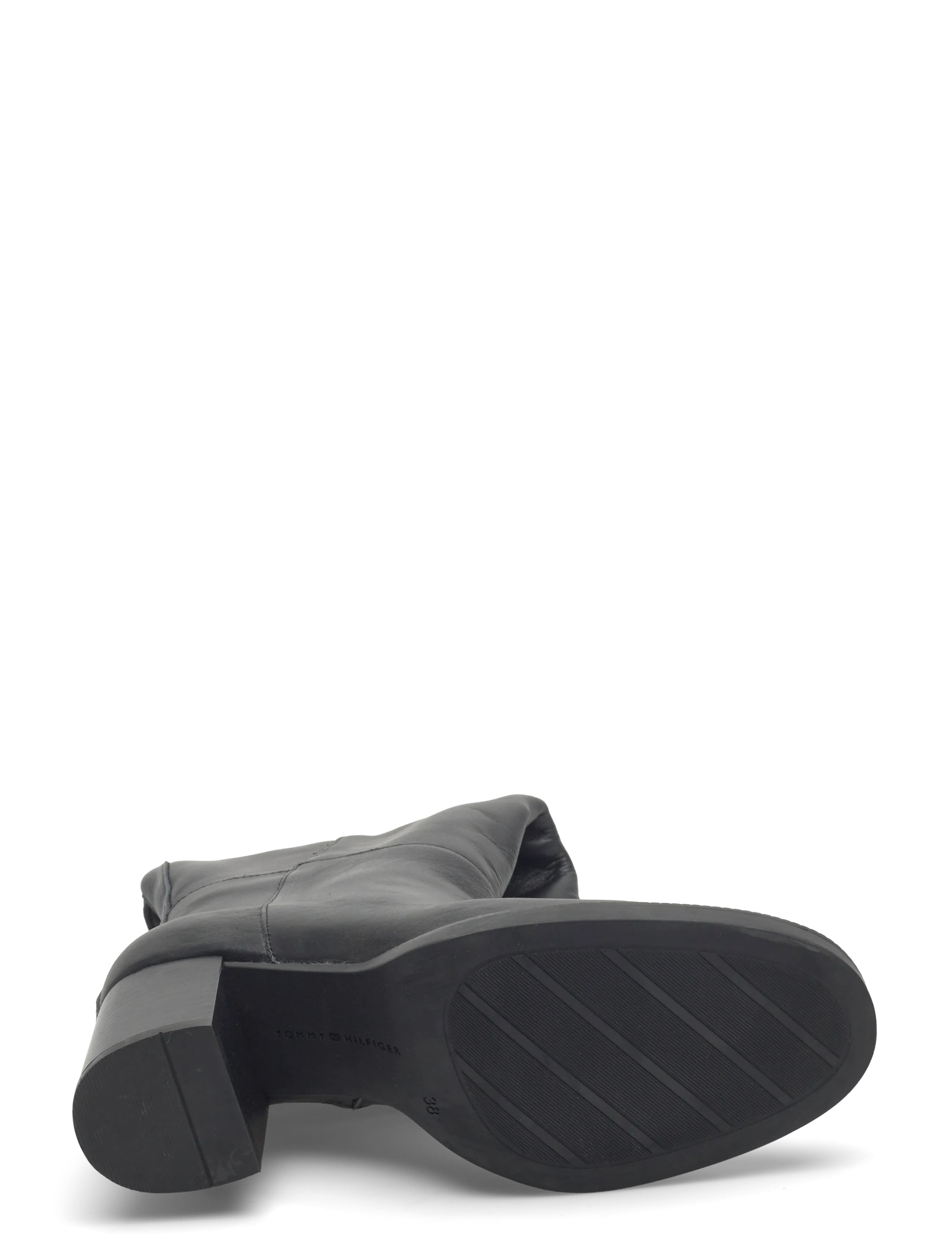 Stacked Heel Leather Long Boot 5