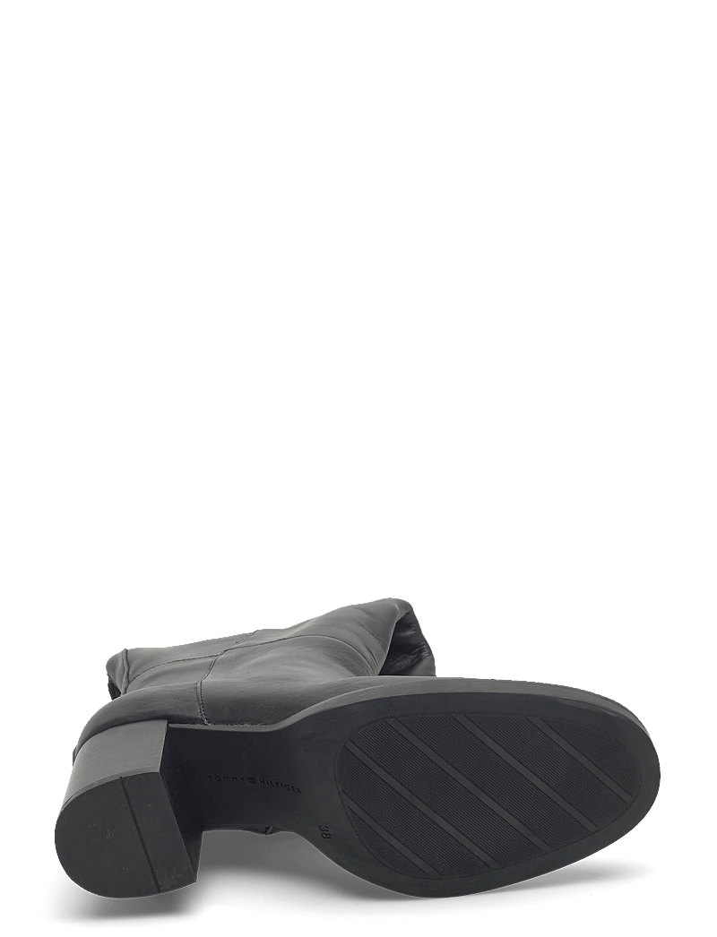 Tommy Hilfiger - STACKED HEEL LEATHER LONG BOOT - knähöga stövlar - black - 4